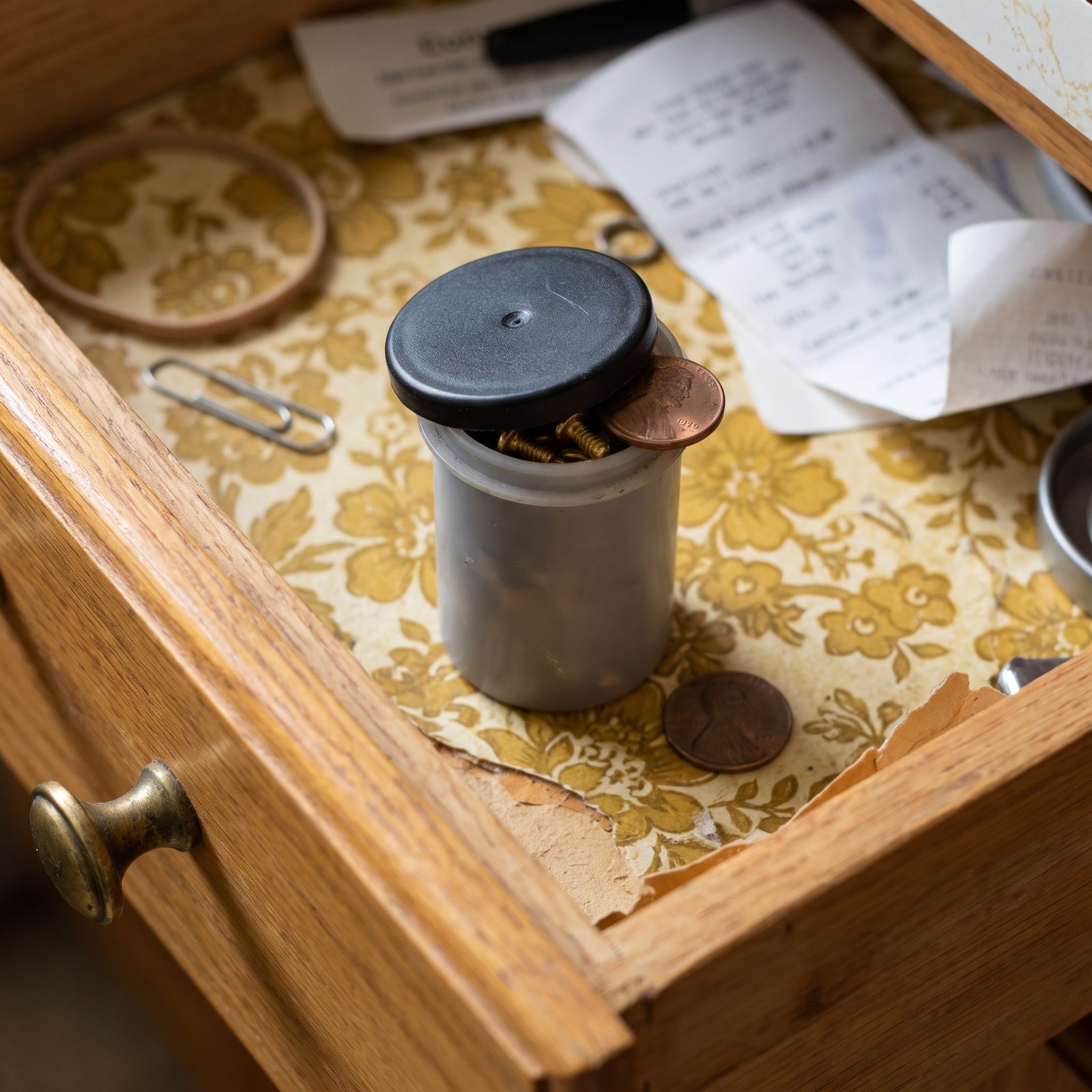 A 35mm Film Canister Repurposed to Hold Tiny Screws or Coins