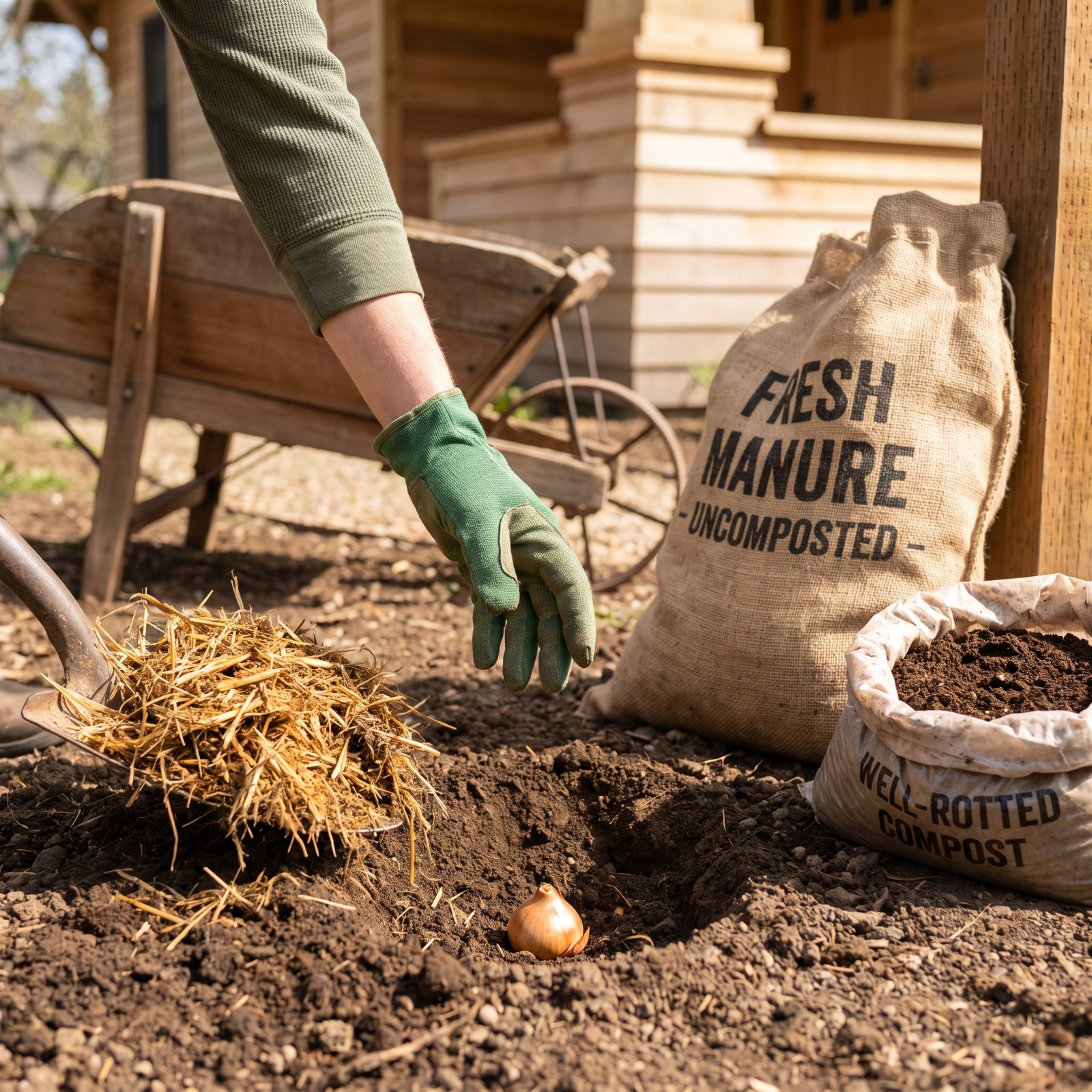 Adding Fresh Manure Directly to the Planting Hole