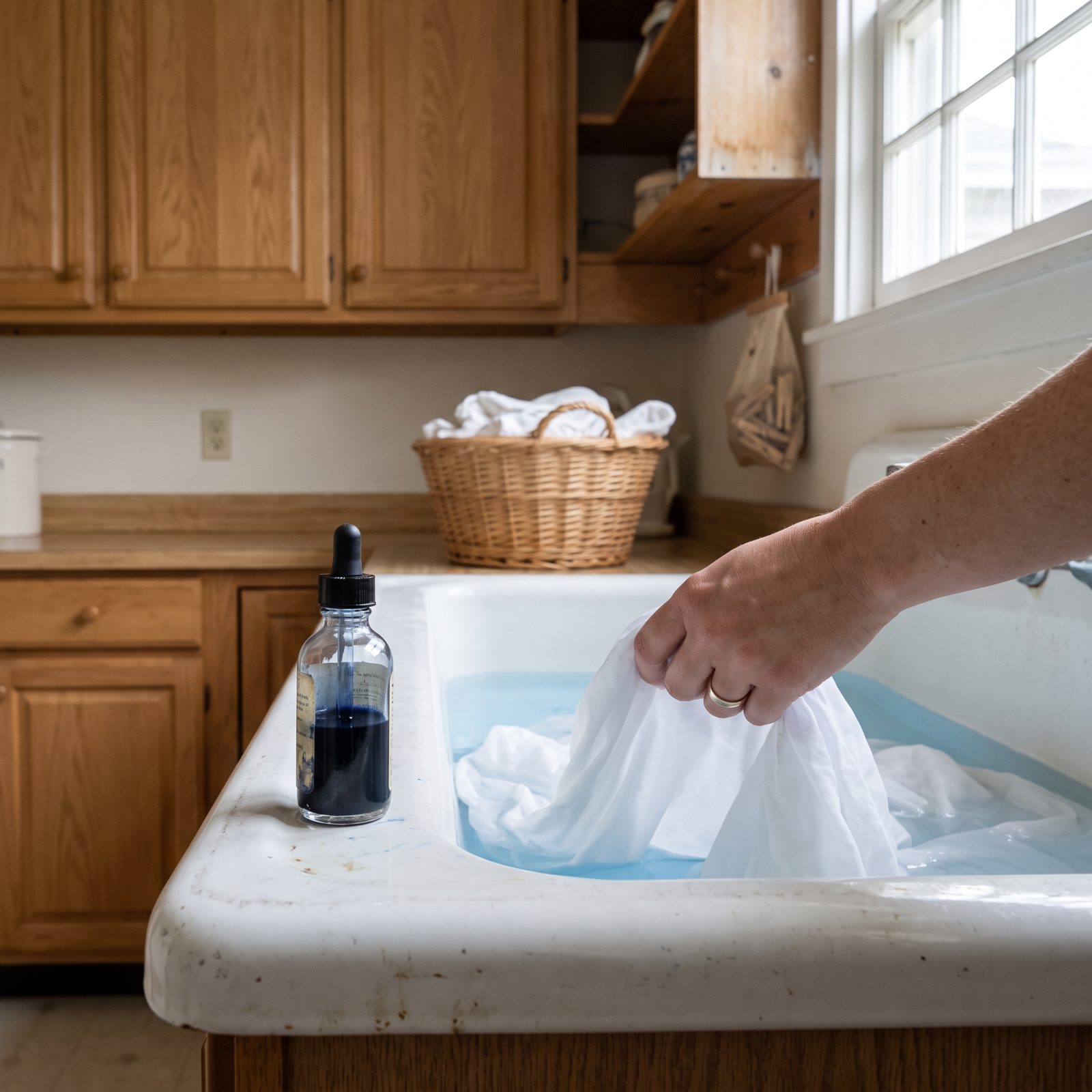 Adding Laundry Bluing to Keep White Fabrics From Yellowing