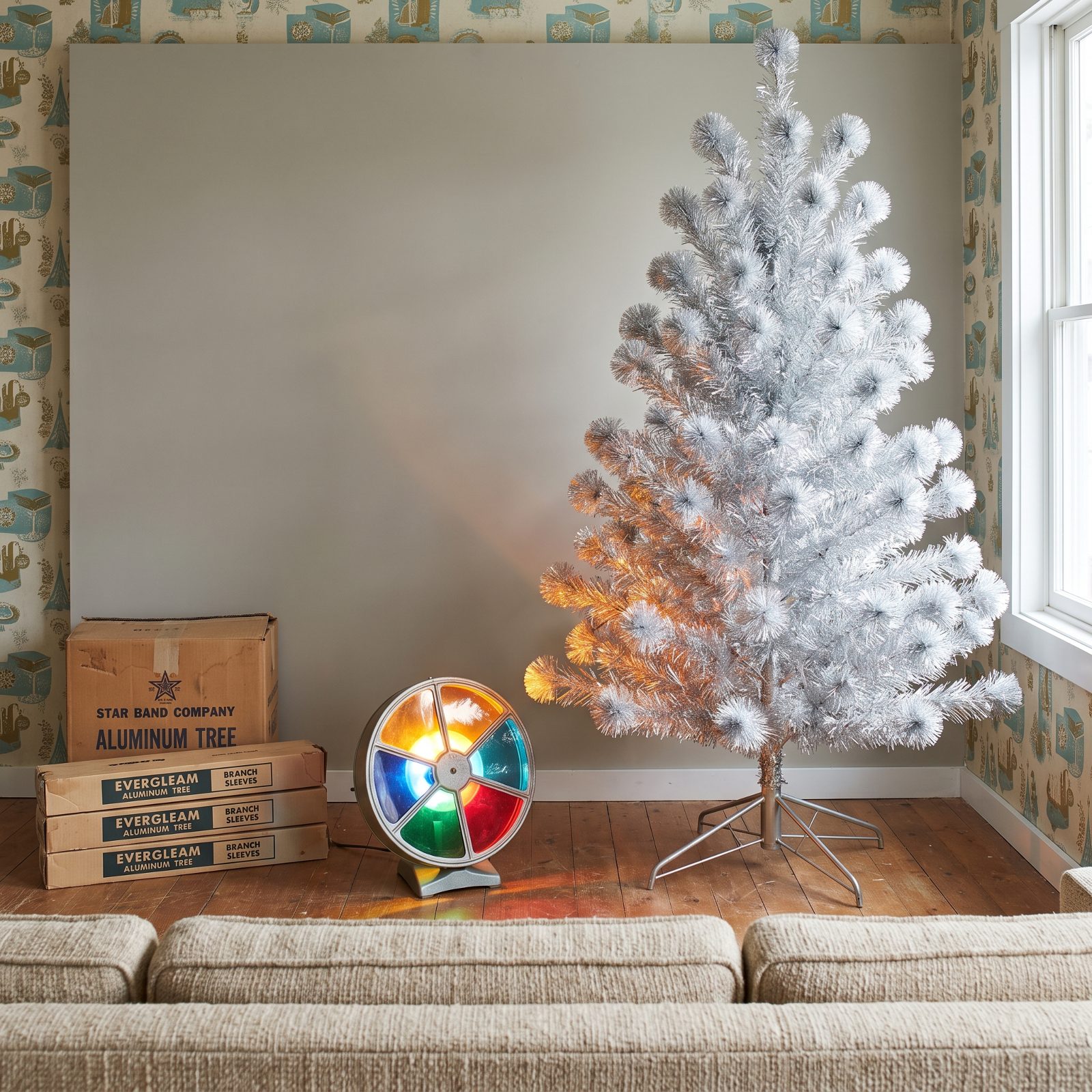 Aluminum Christmas Trees With the Spinning Color Wheel