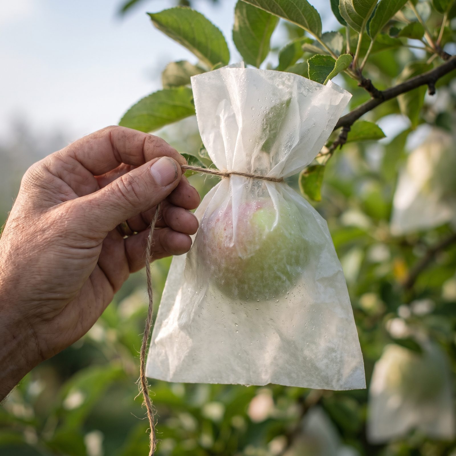 Bag Developing Fruit to Shut Out Insects and Disease