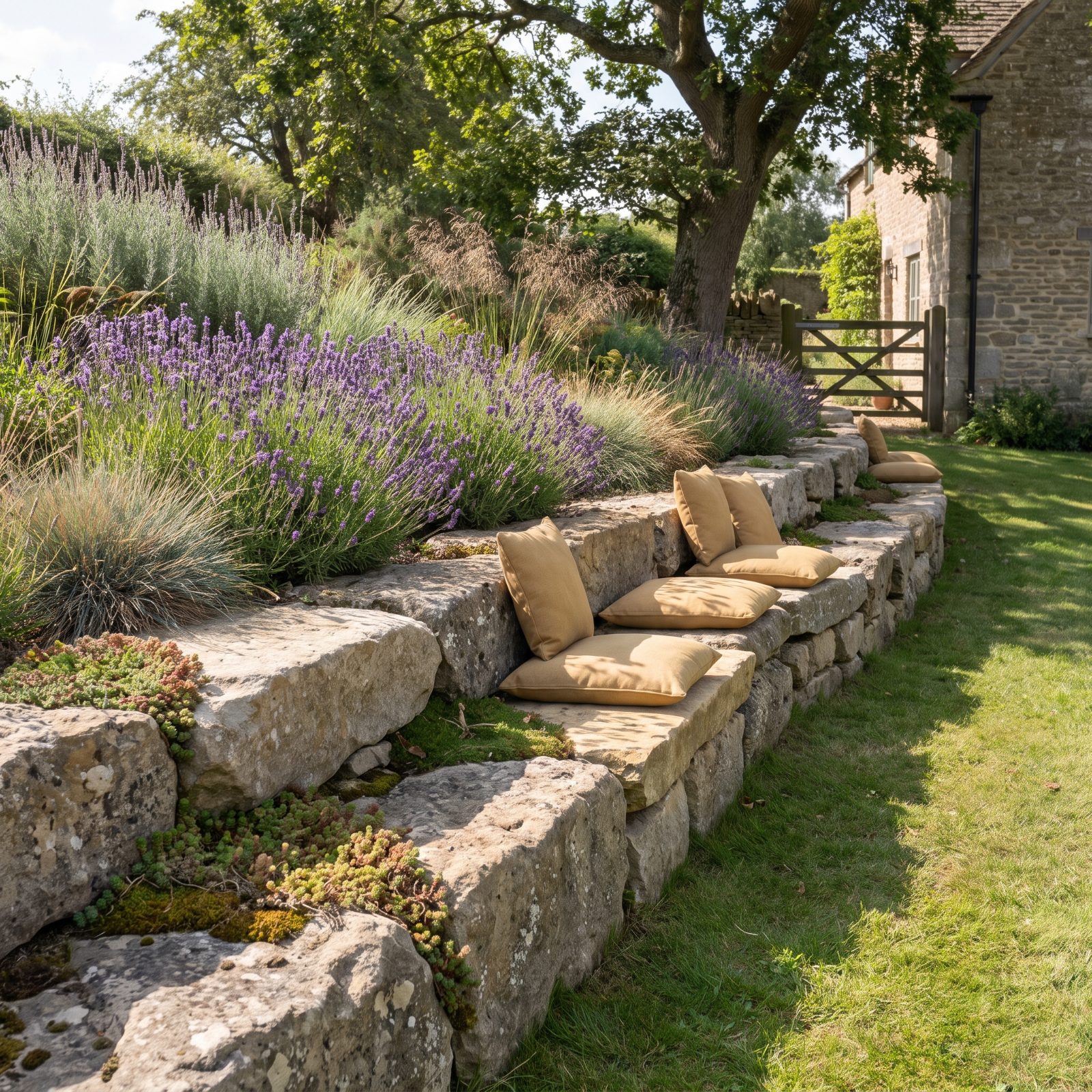 Boulder Seat Walls That Double as Retaining
