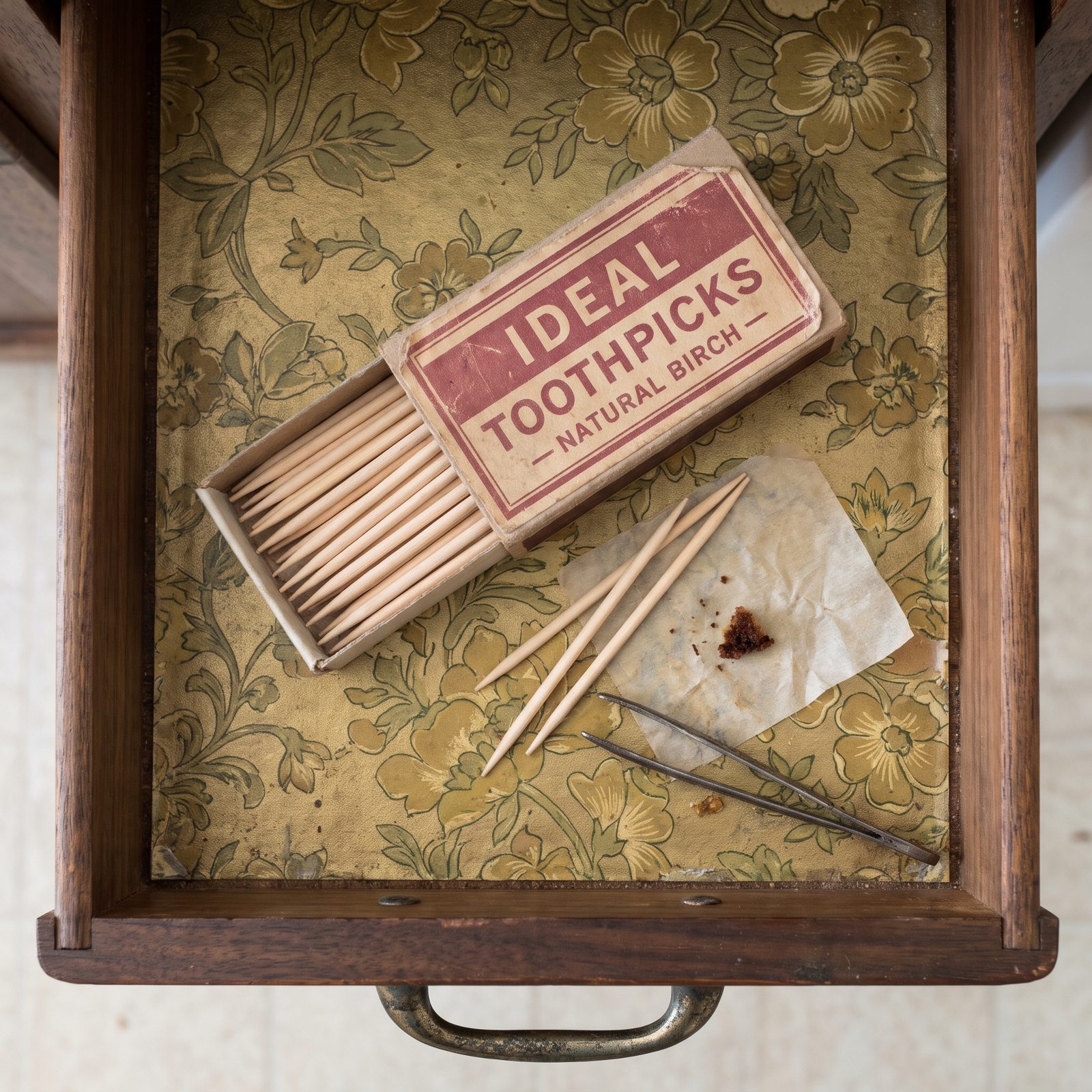 The Box of Wooden Toothpicks Pressed Into Service for Cakes and Splinters