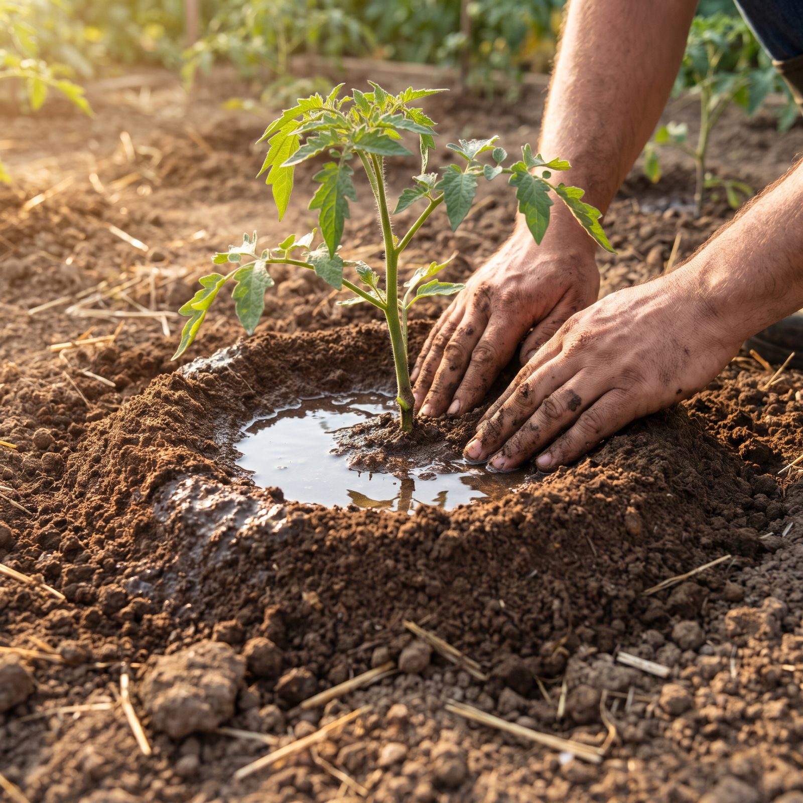 Build Shallow Watering Basins Around Thirsty Plants