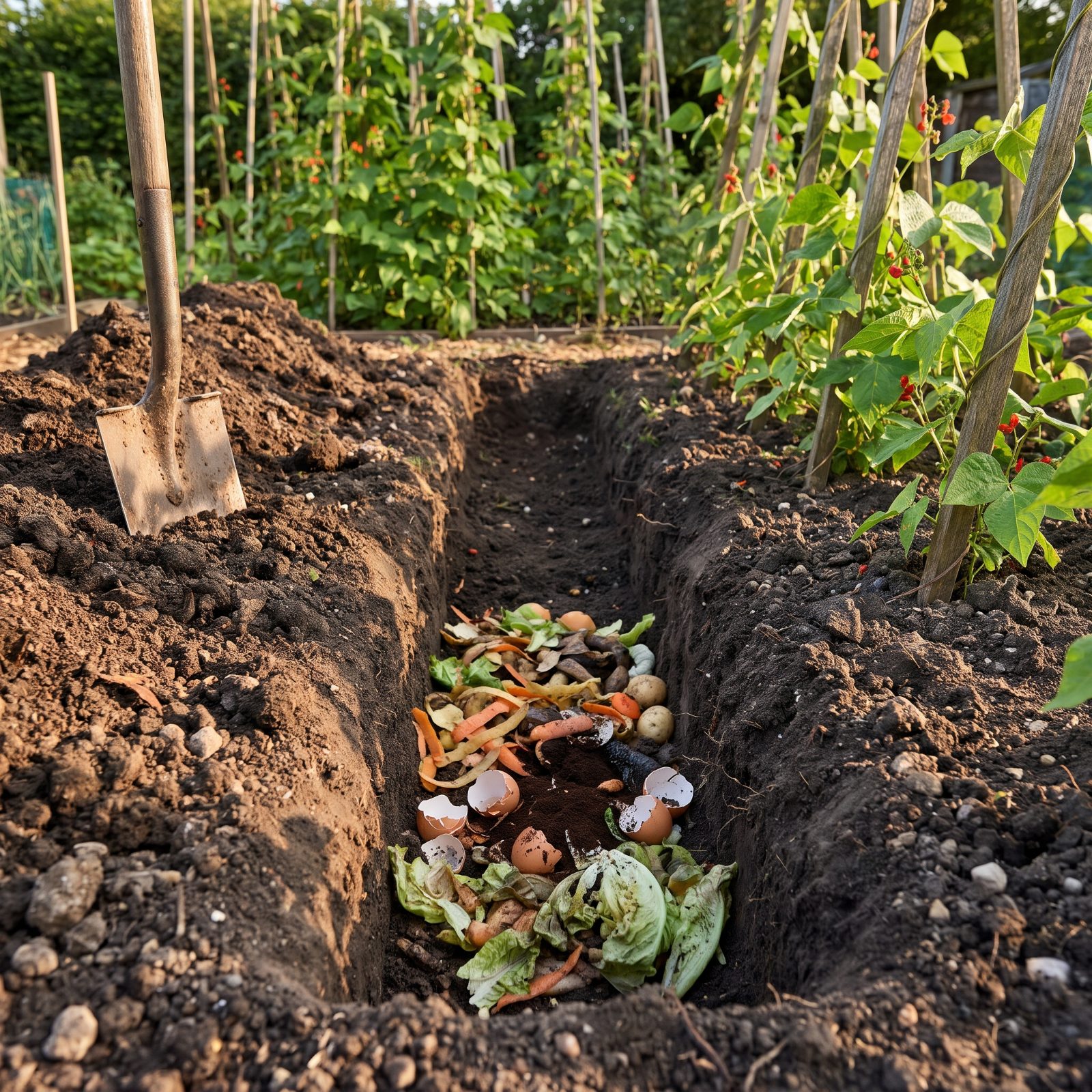 Bury Kitchen Scraps in a Trench Where Next Year's Crops Will Grow