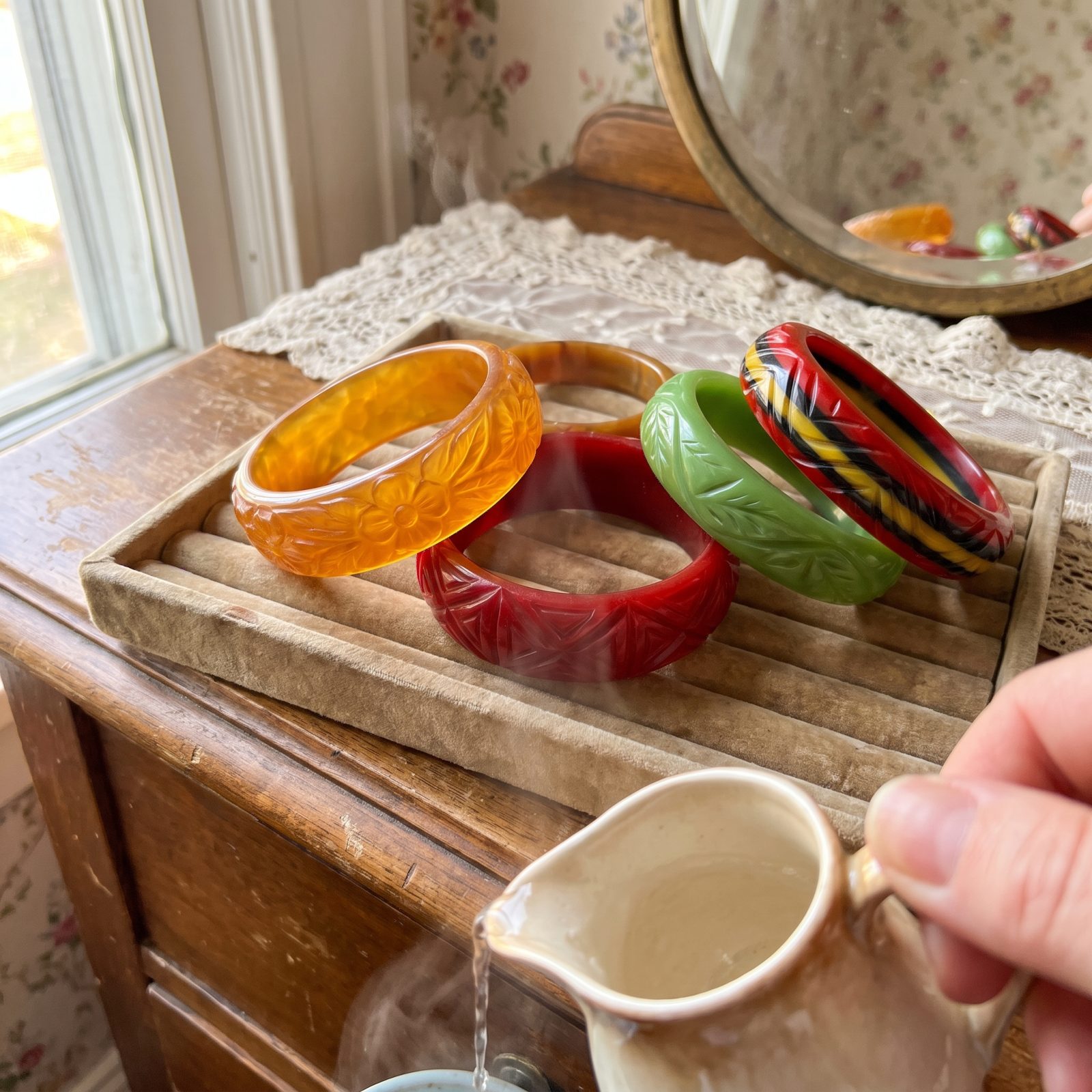 Carved Bakelite Bangles That Pass the Hot-Water Test