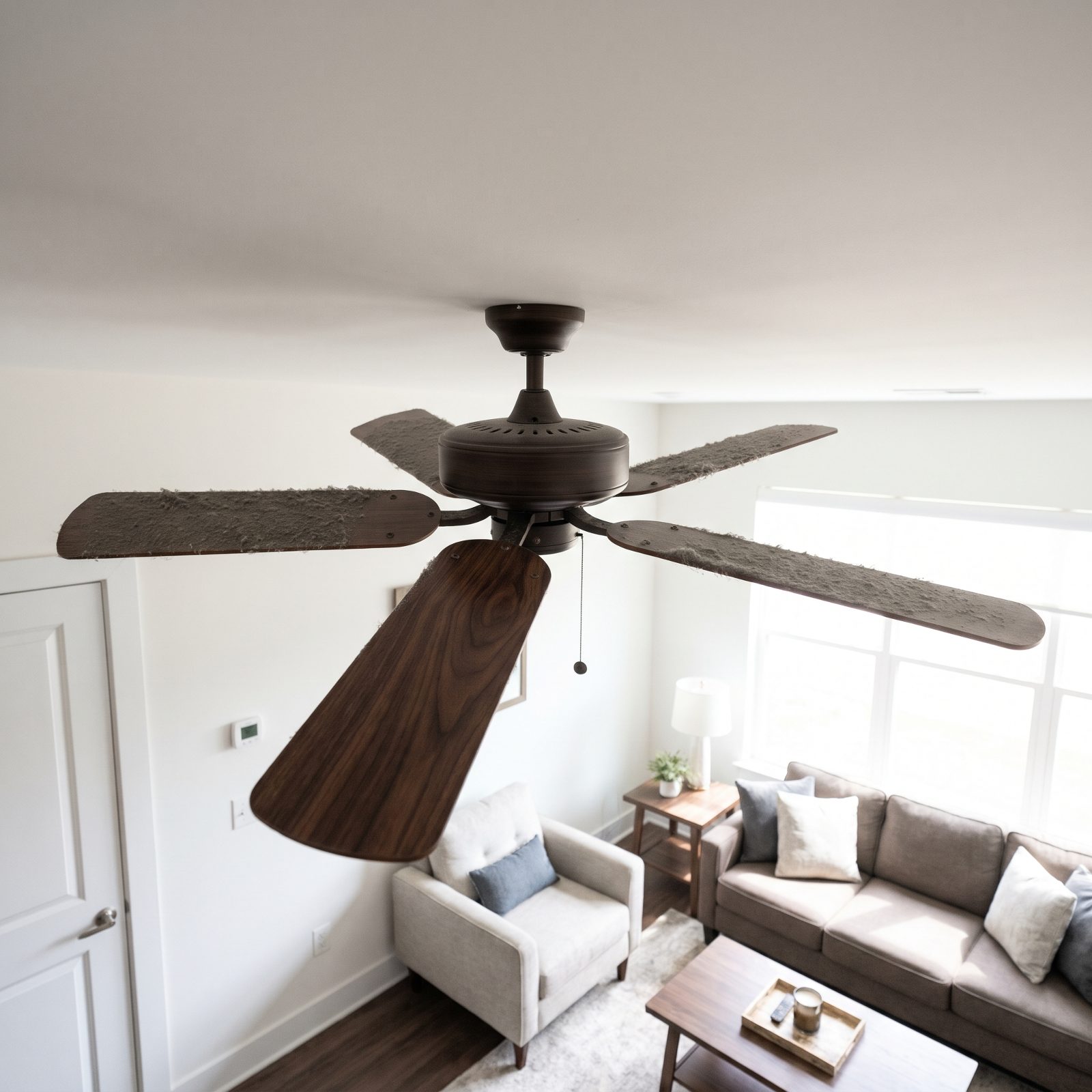 Ceiling Fan Blades Furred With Dust