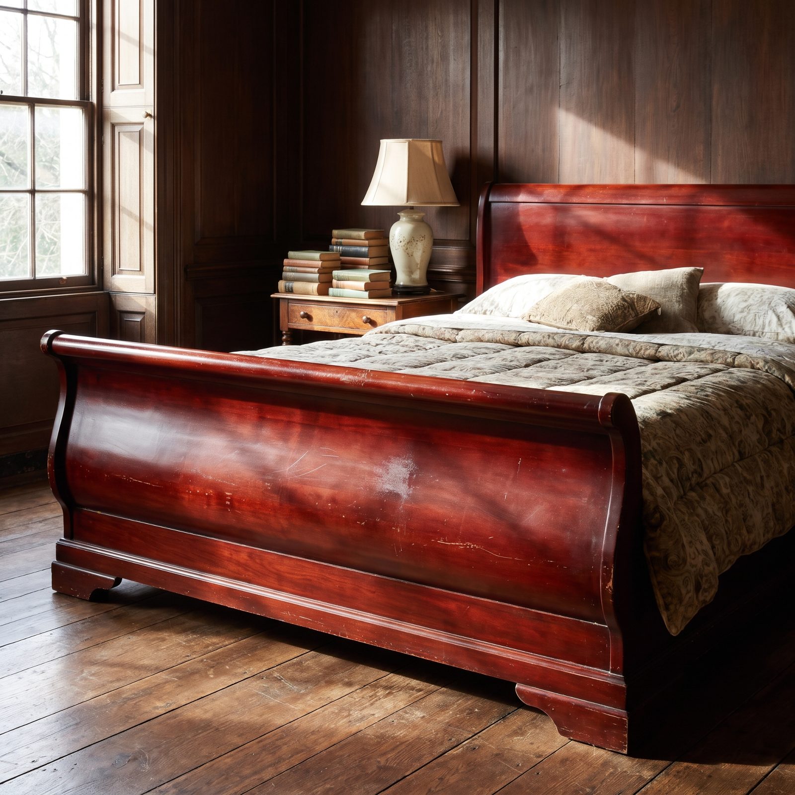 The Cherry-Finish Sleigh Bed