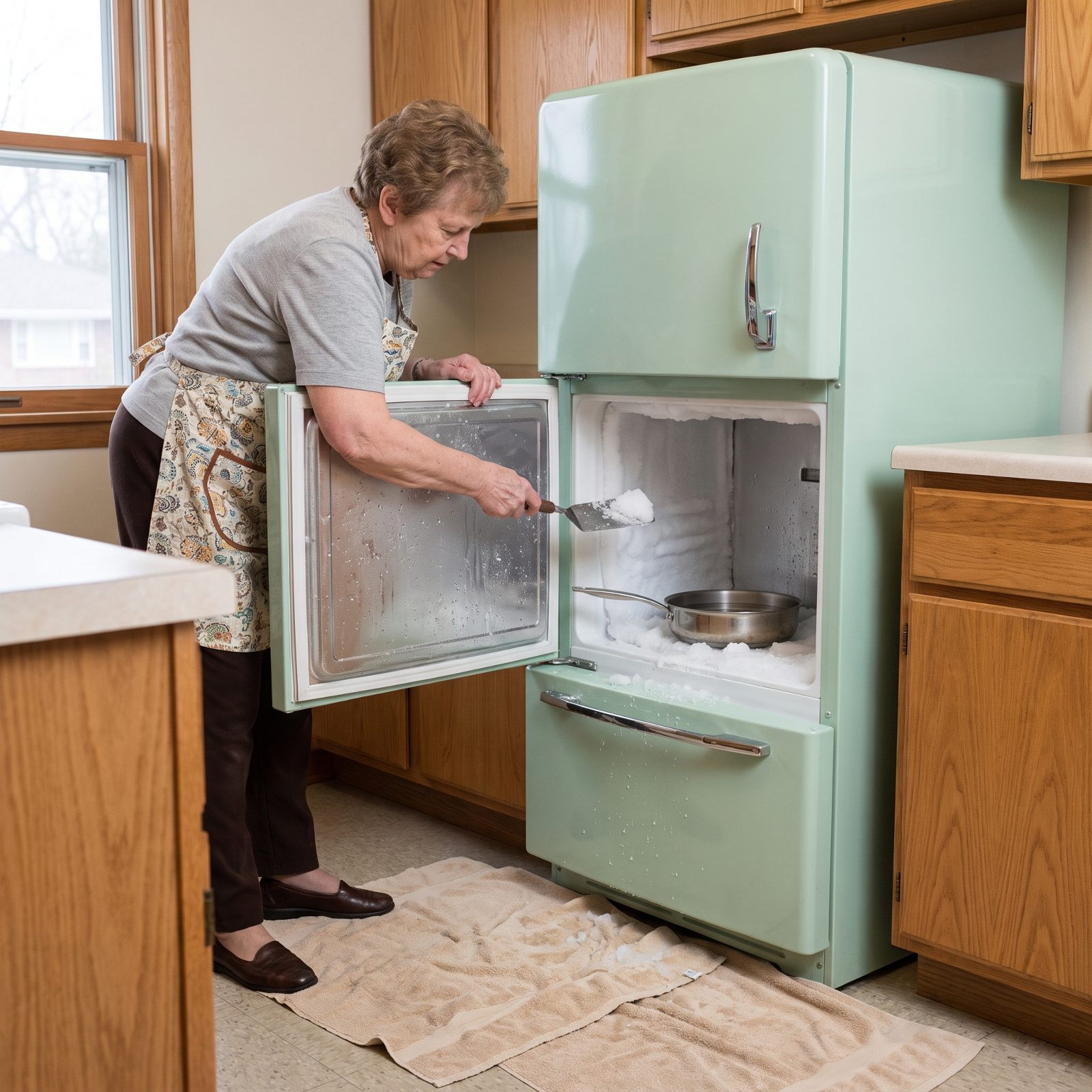 Chipping the Ice Out of the Freezer Compartment