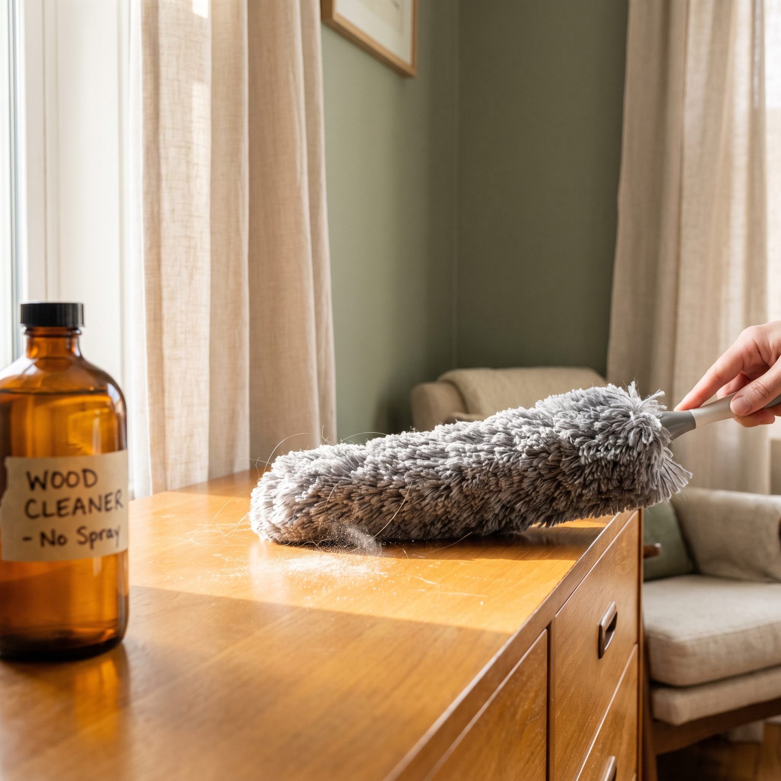 Clearing Dry Dust and Hair Before Any Spray Touches a Surface