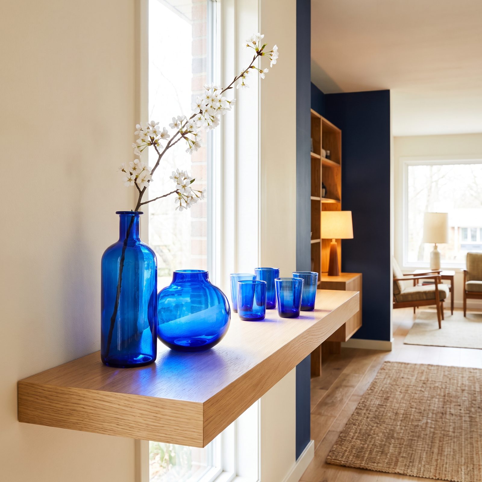 Cobalt-Blue Glass Delivers Concentrated Color on a Shelf
