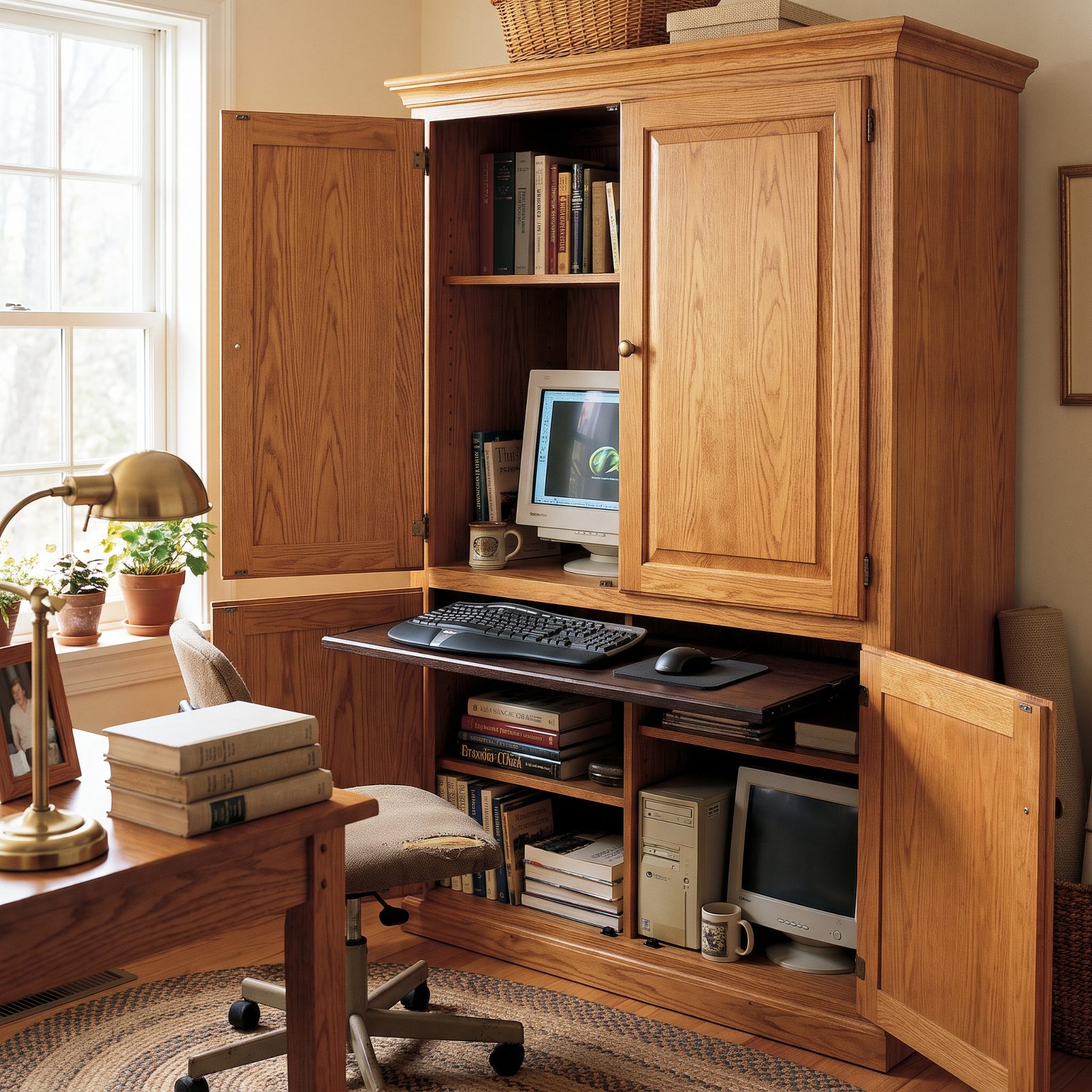 The Computer Armoire With a Pullout Keyboard Tray