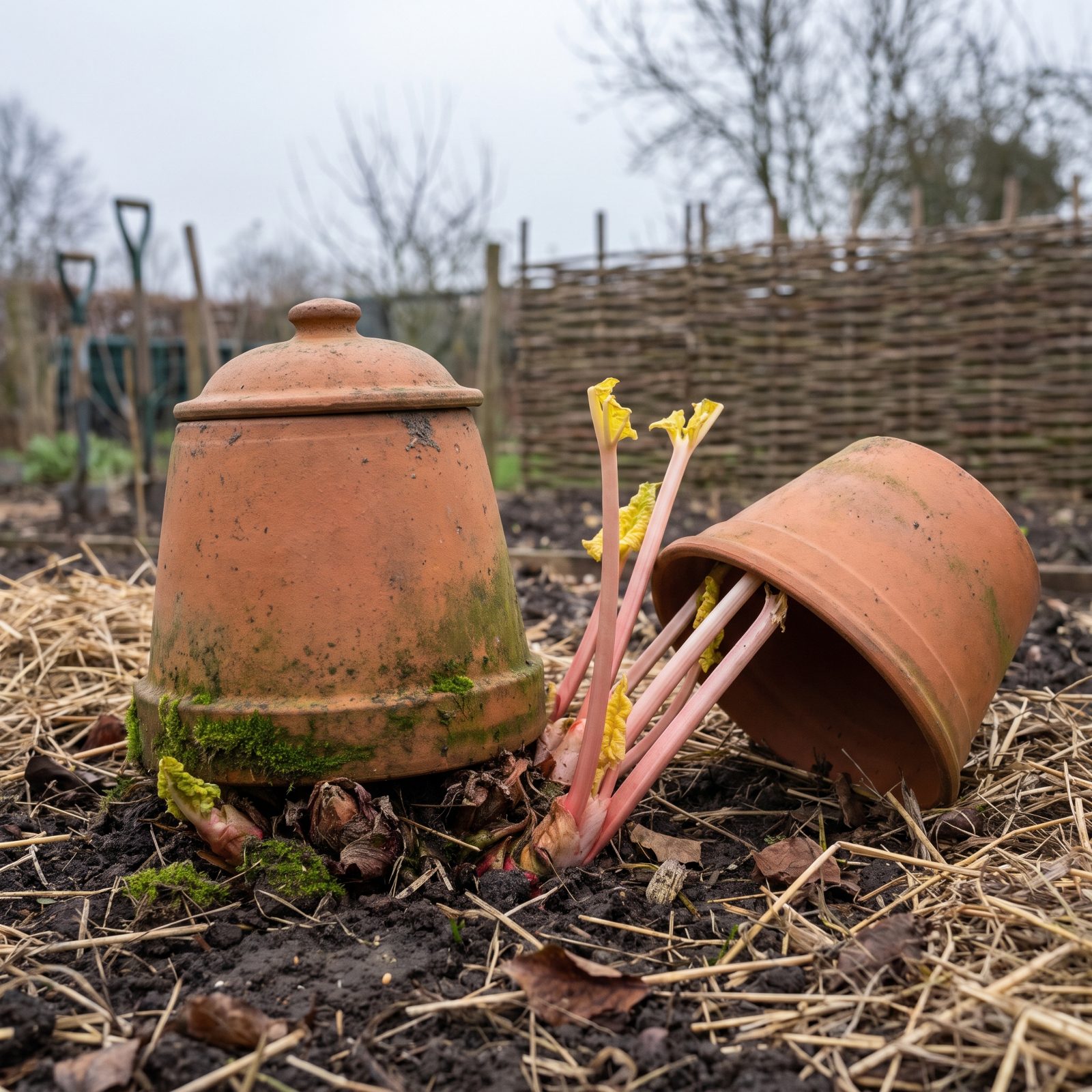 Cover Rhubarb Crowns With a Forcing Pot for a Tender Early Crop