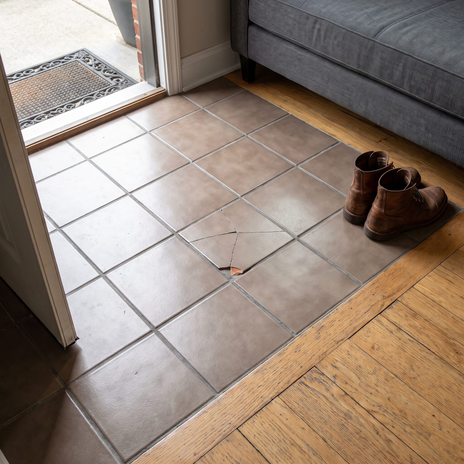 The Cracked Tile at the Busiest Spot in the House