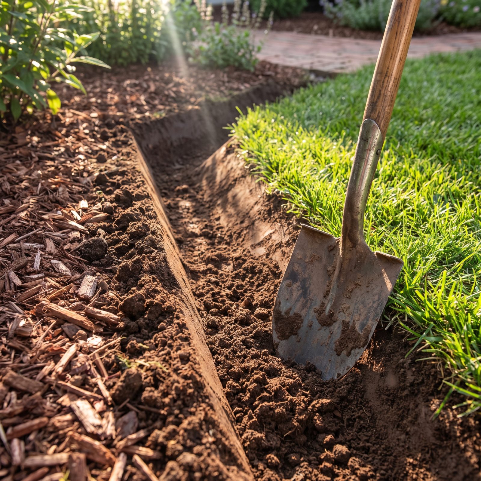 Cut a Crisp V-Shaped Trench Instead of Installing Loose Edging