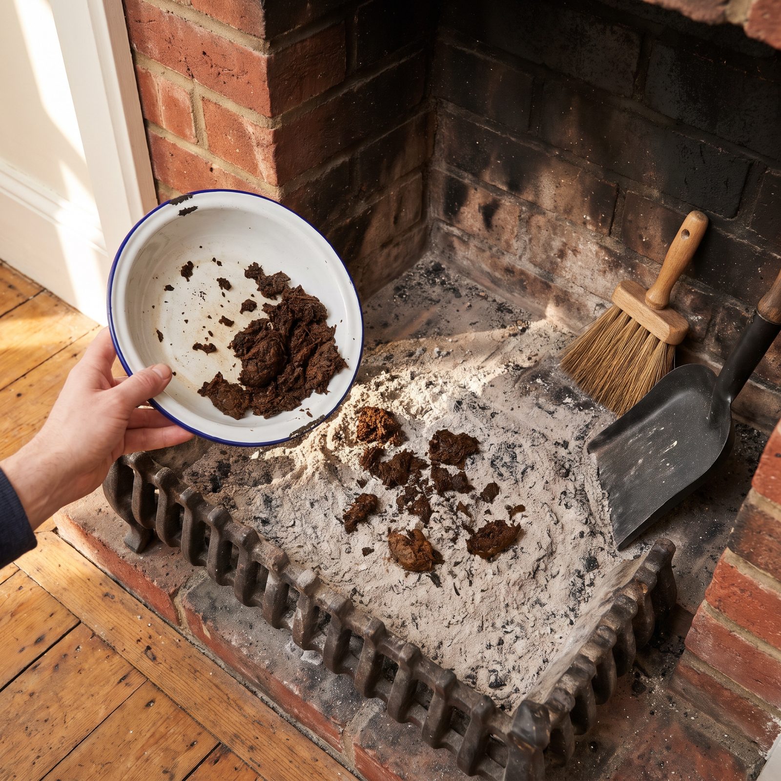 Damp Tea Leaves to Keep Hearth Ash From Billowing