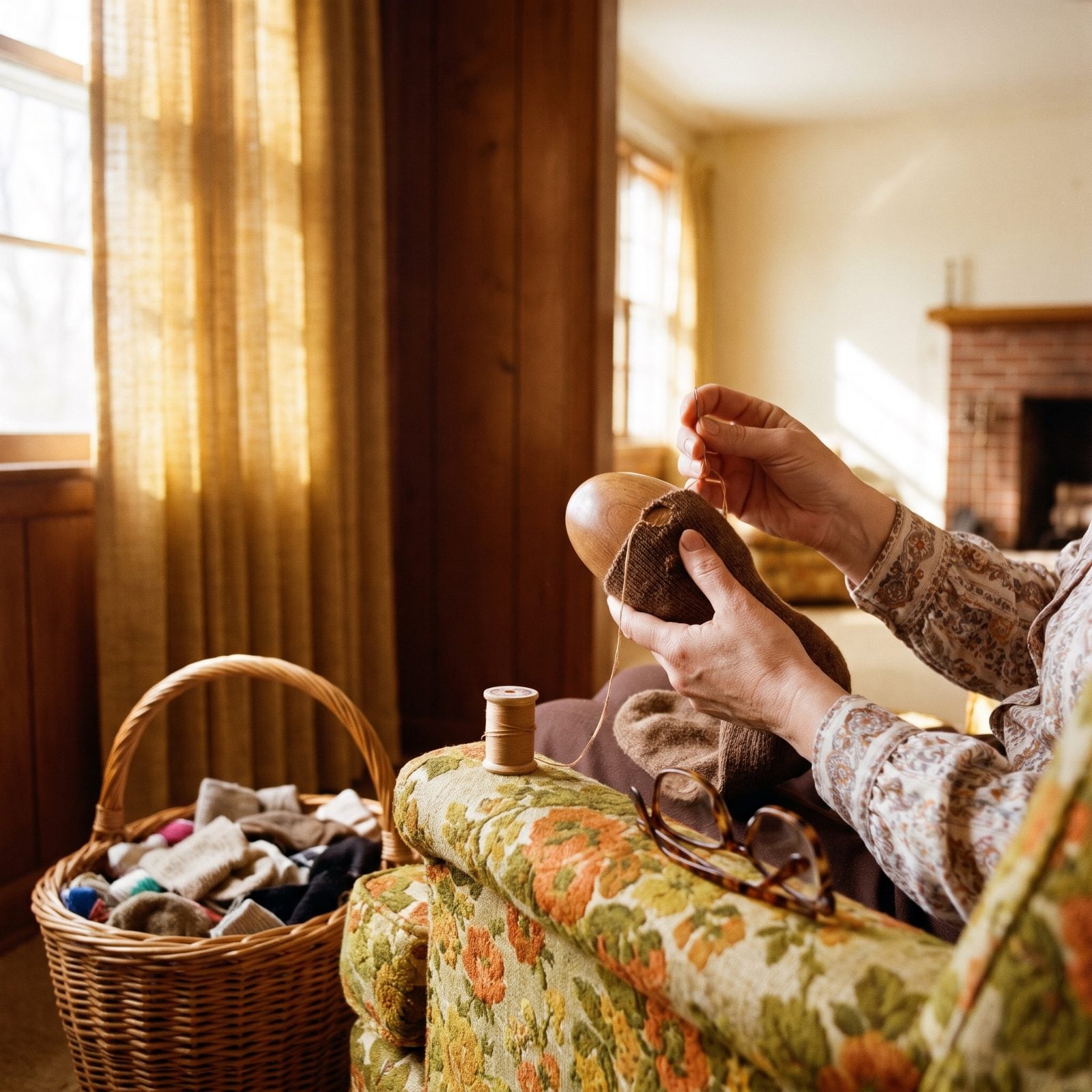 Darning Holes in Socks Instead of Tossing Them