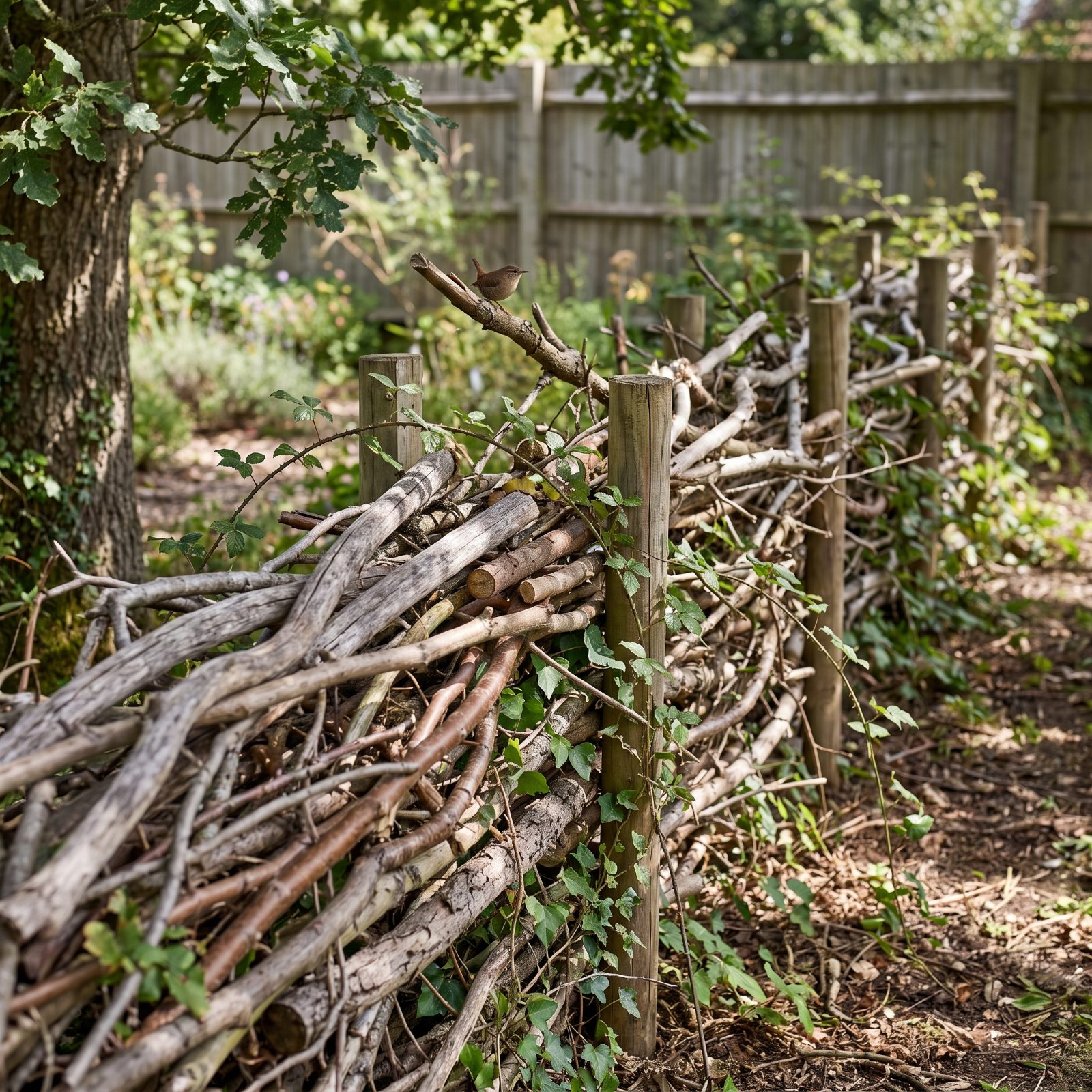 A Dead Hedge That Contains Prunings and Shelters Wildlife