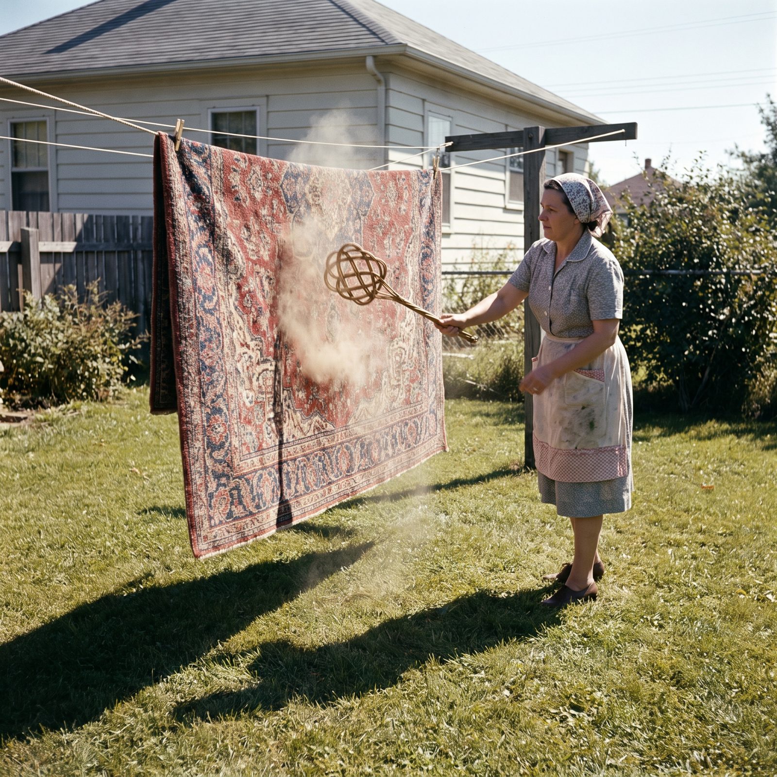 Dragging the Room-Size Rug Outside to Beat It