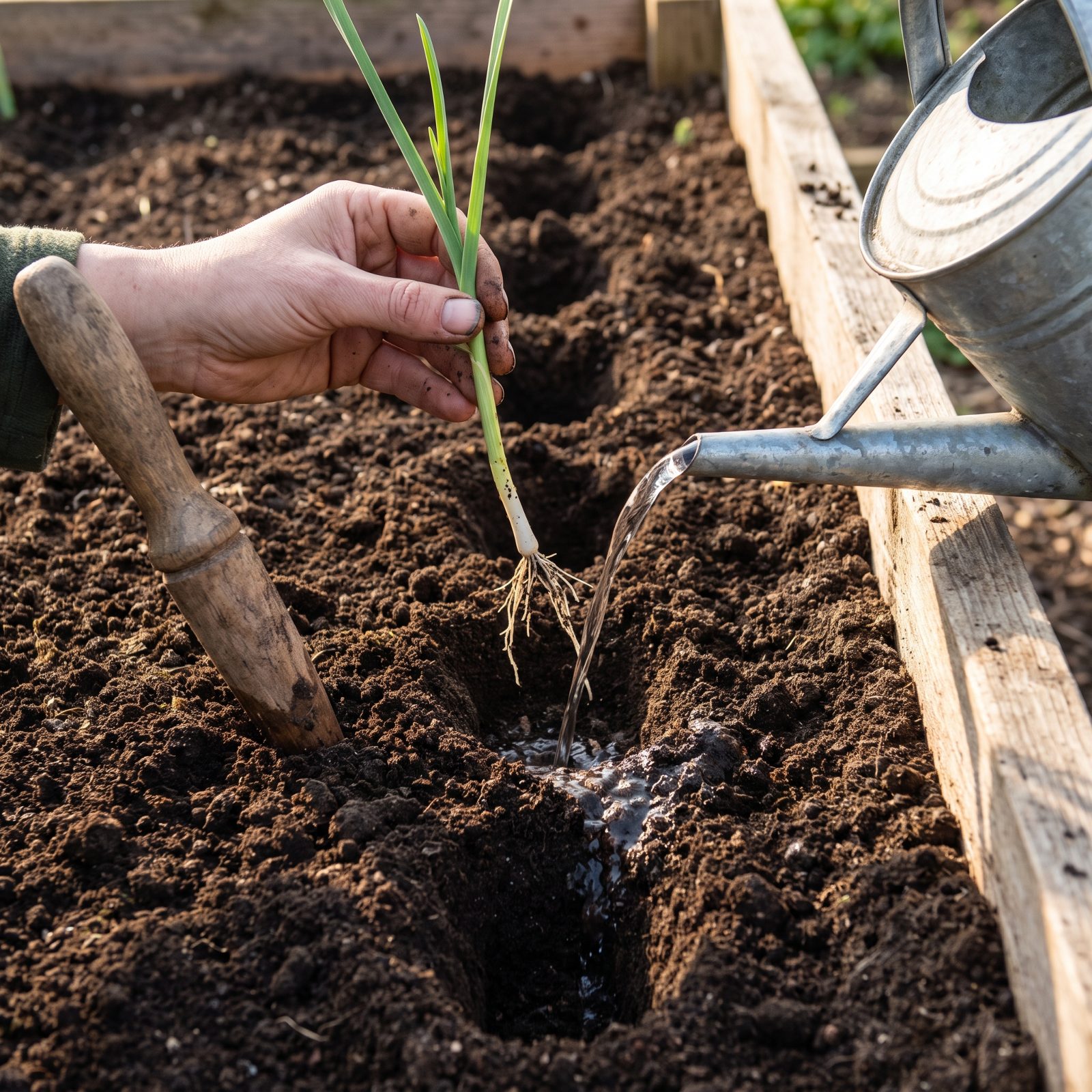 Drop Leek Seedlings Into Deep Holes and Just Add Water