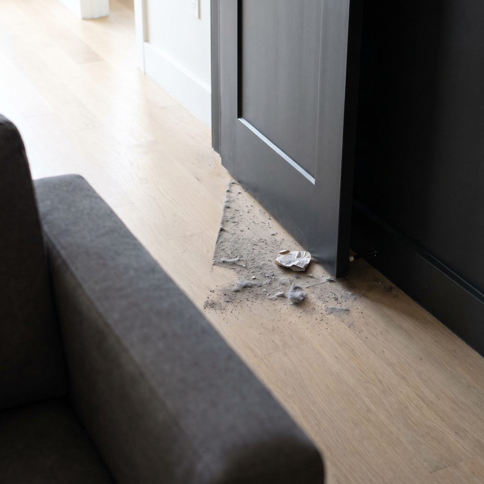 Dust Islands Behind Open Doors Expose Hidden Floor Sections