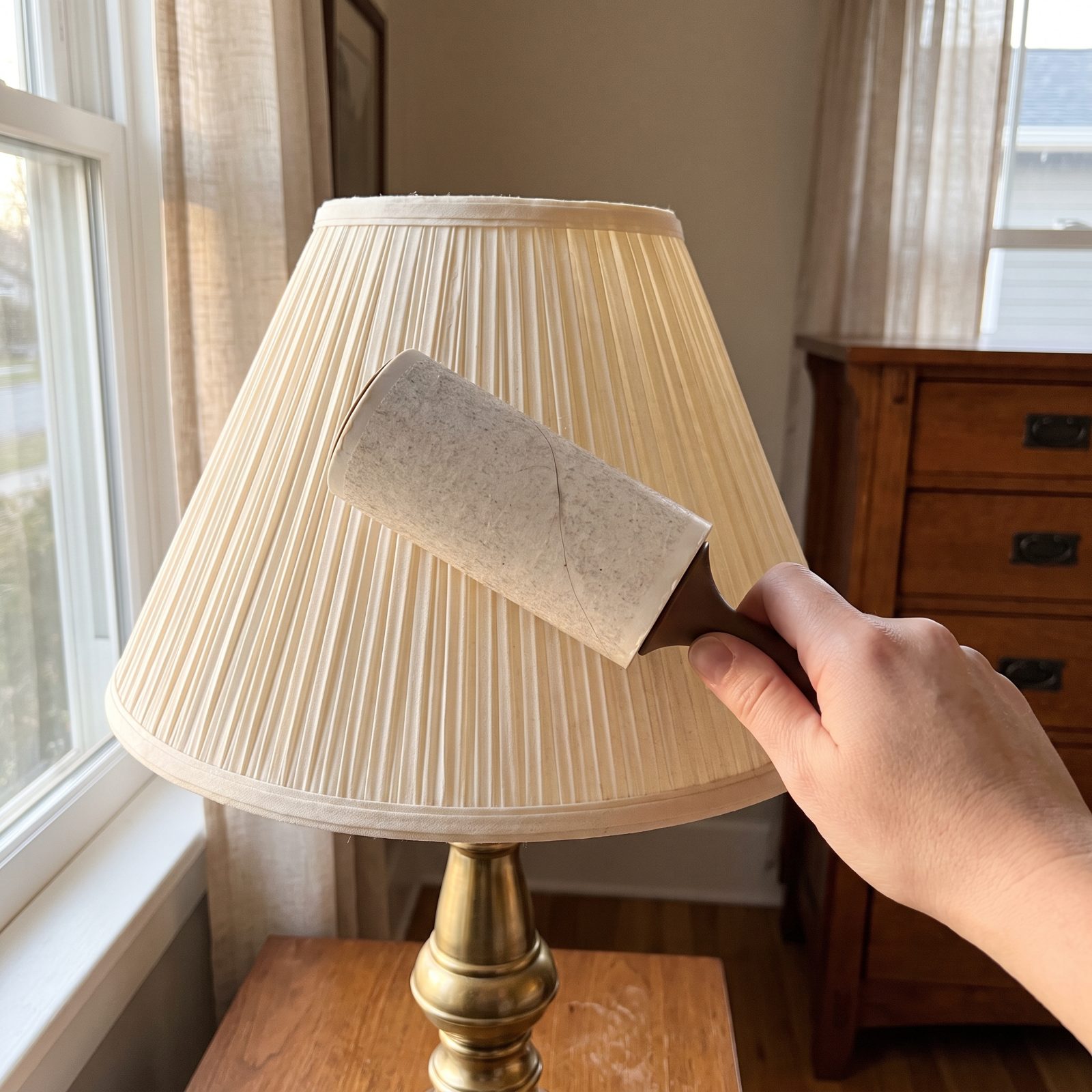 Dusting Lampshades With a Lint Roller