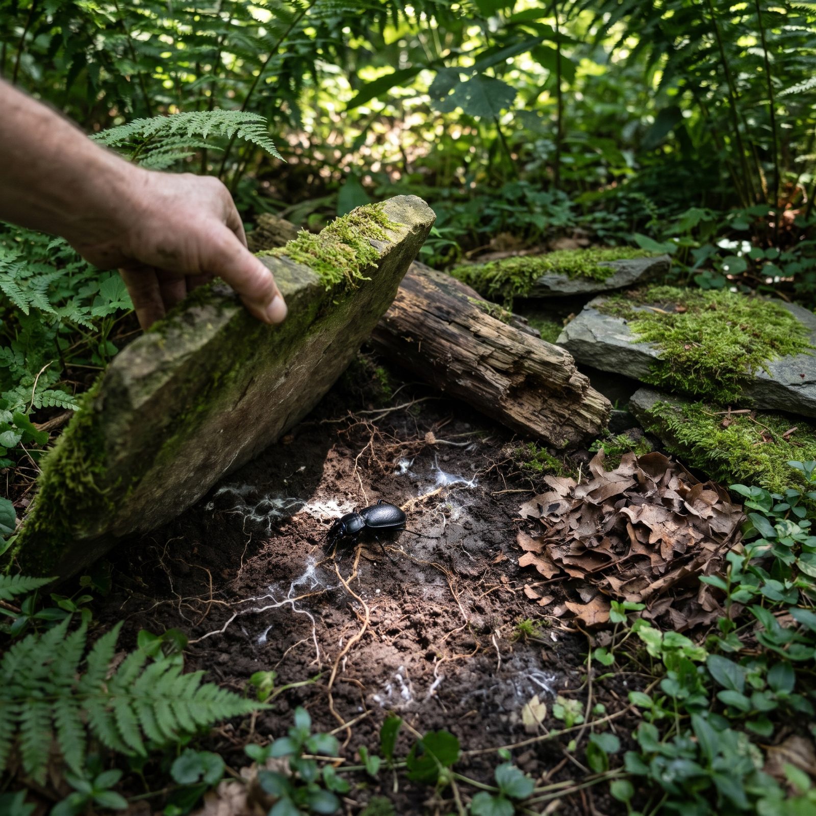 Encourage Ground Beetles With Undisturbed Log and Stone Shelters