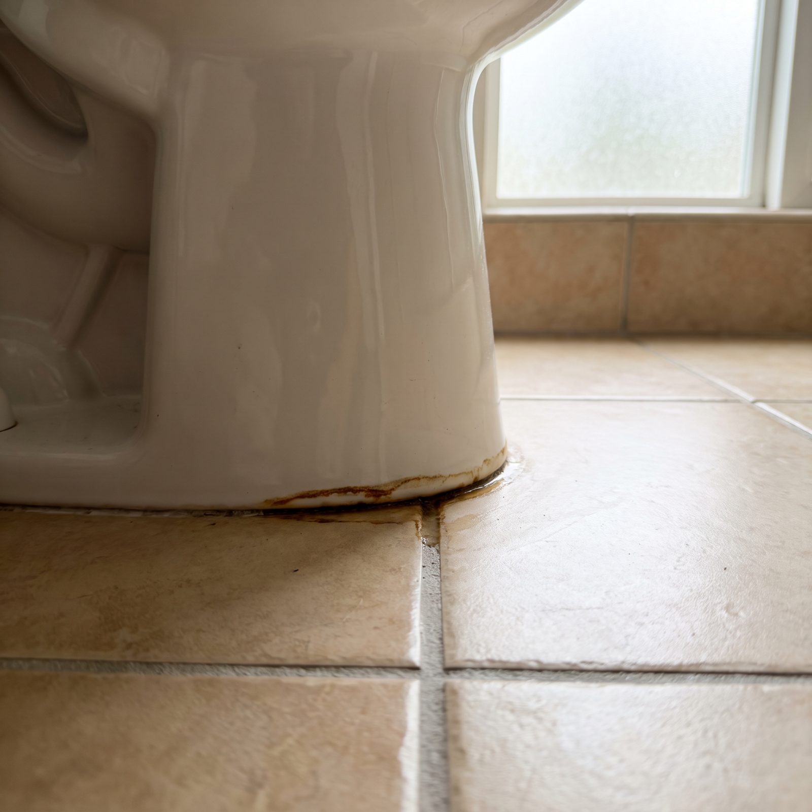 A Failing Toilet Wax Ring Leaking at the Base