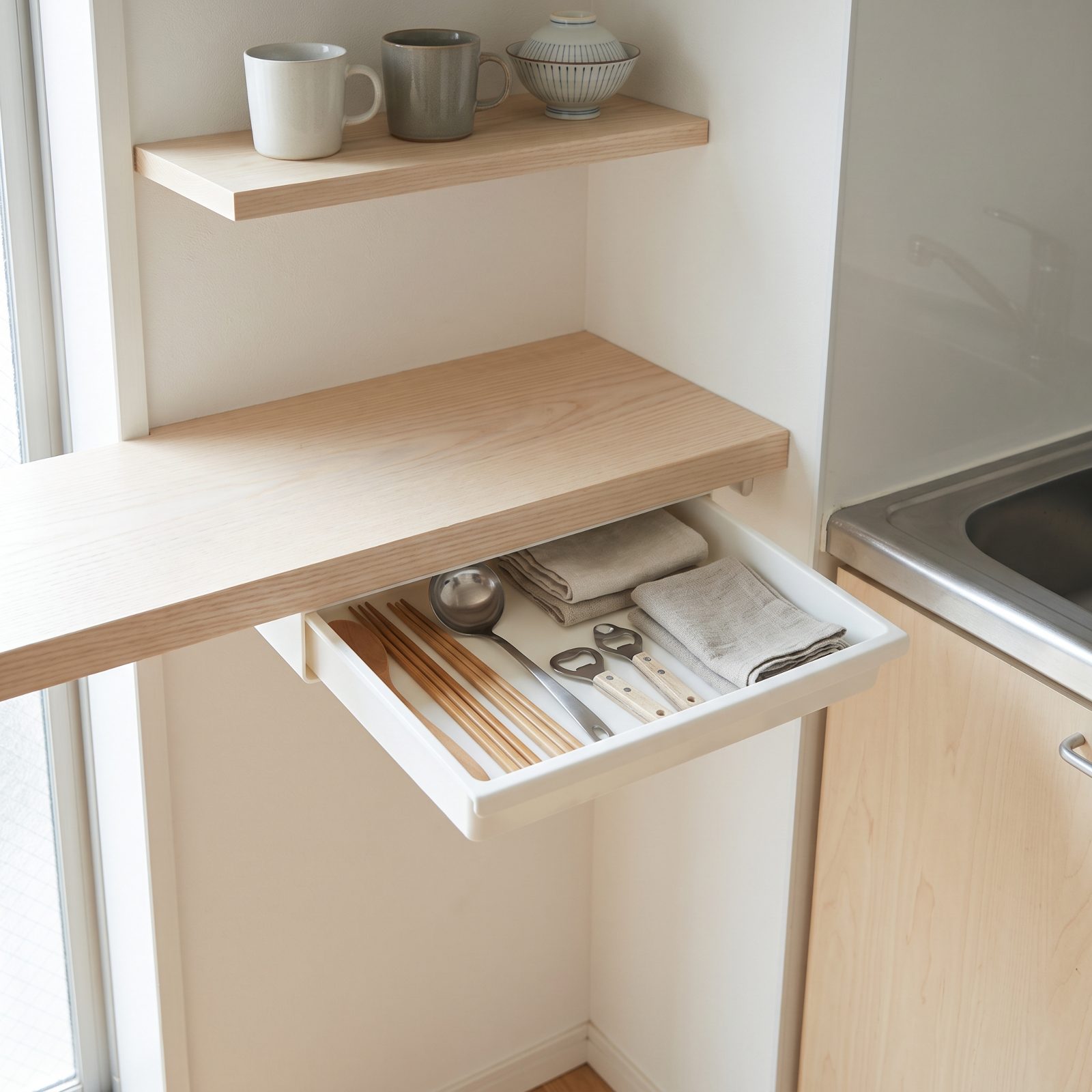 Fit a Slim Drawer Beneath an Existing Kitchen Shelf
