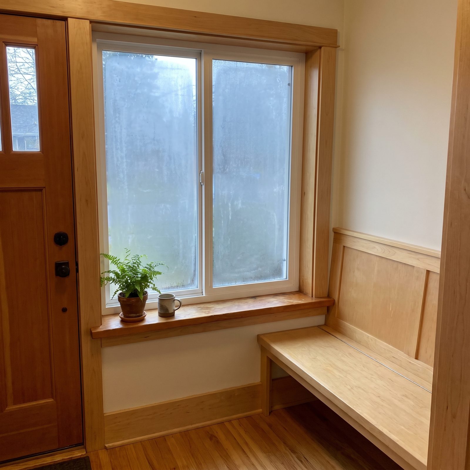 Fog Trapped Between Two Panes of an Entry Window