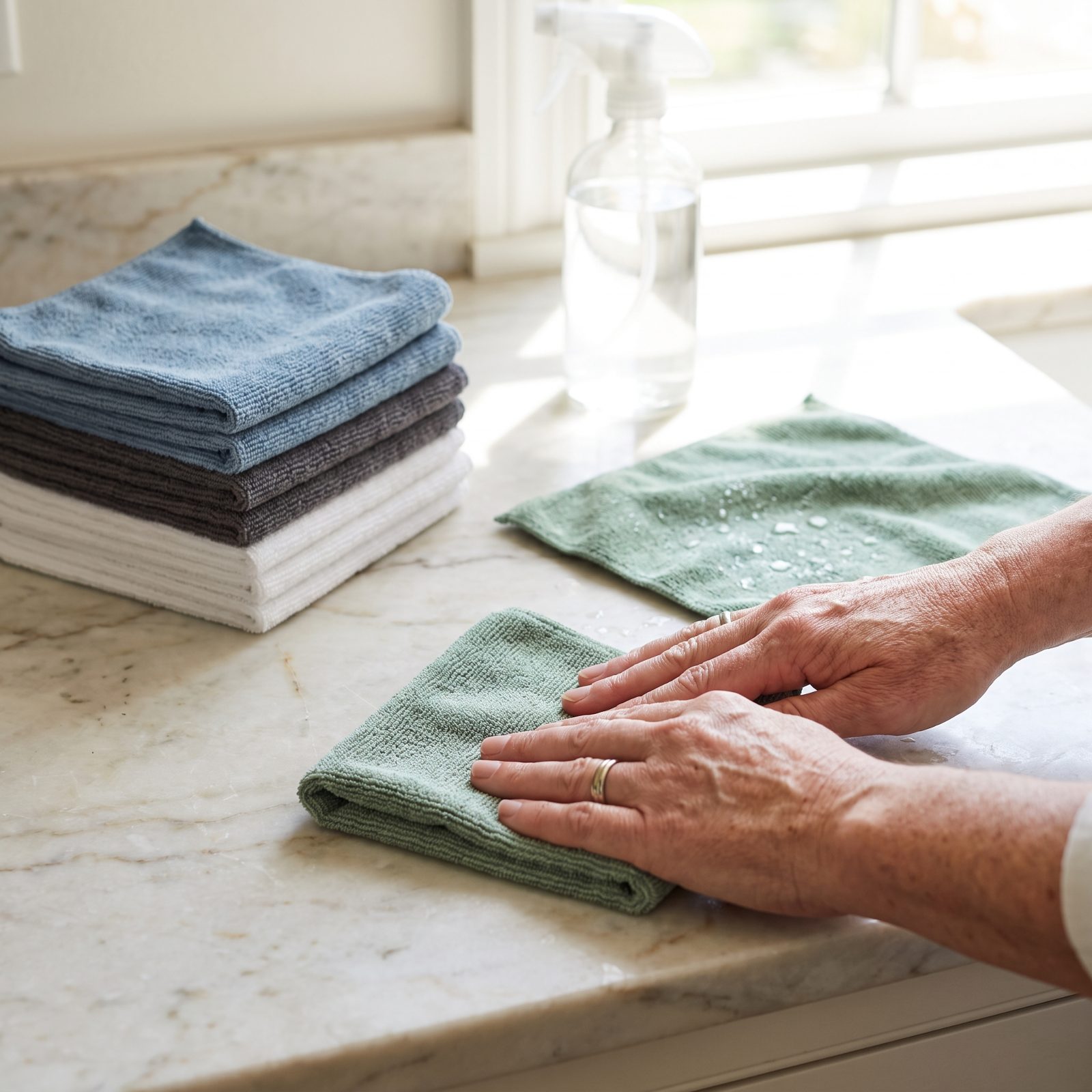 Folding Microfiber Cloths Into Eighths for Eight Fresh Faces