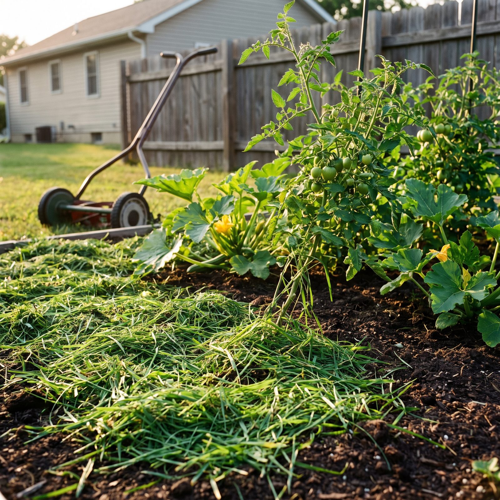 Fresh Grass Clippings Used as Mulch