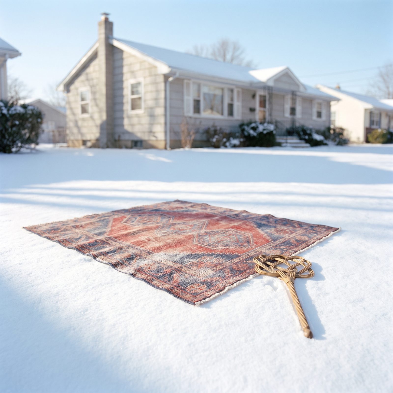 Freshen a Wool Rug Face-Down in Clean Snow