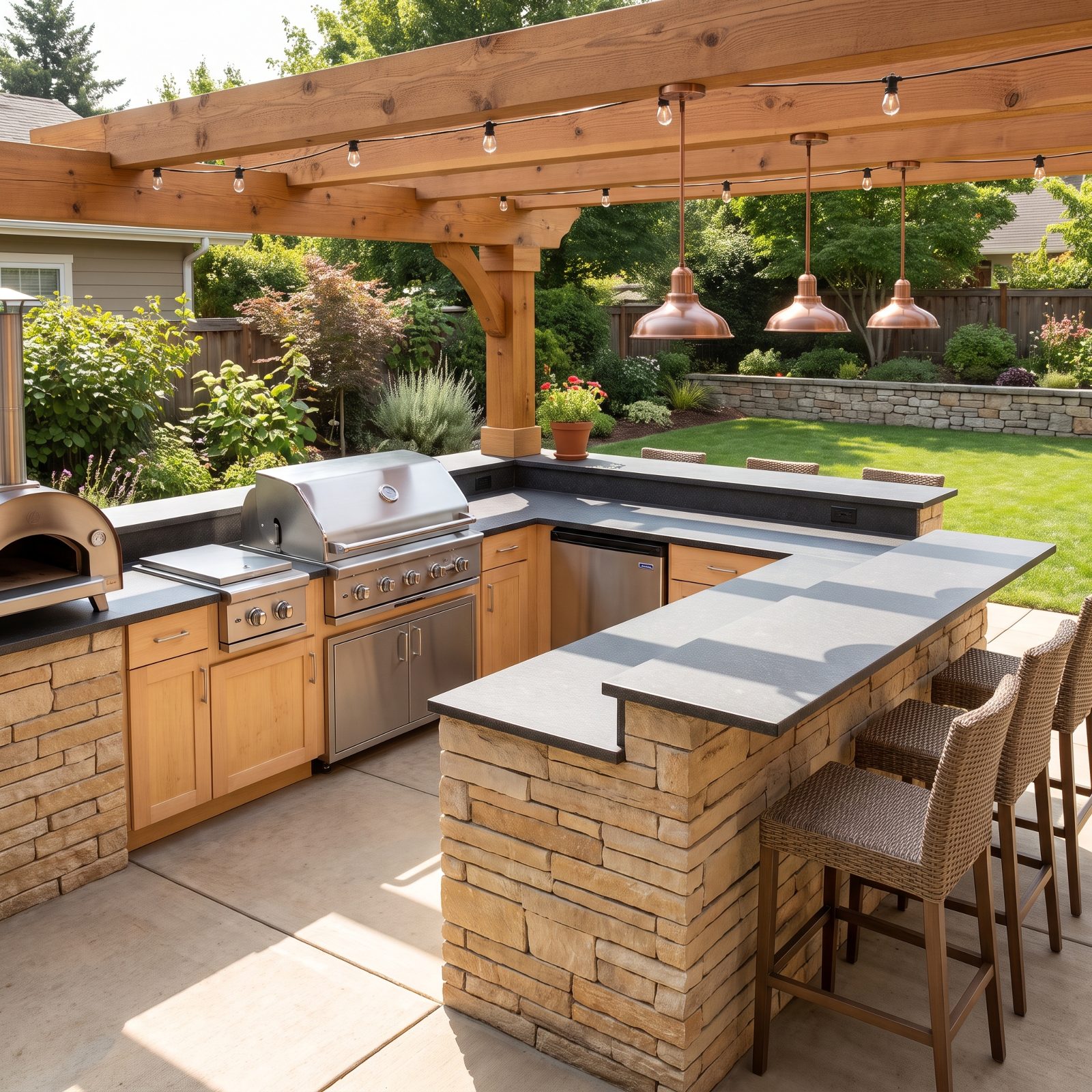 Full Outdoor Kitchens Built Around the Grill, Not Beside It