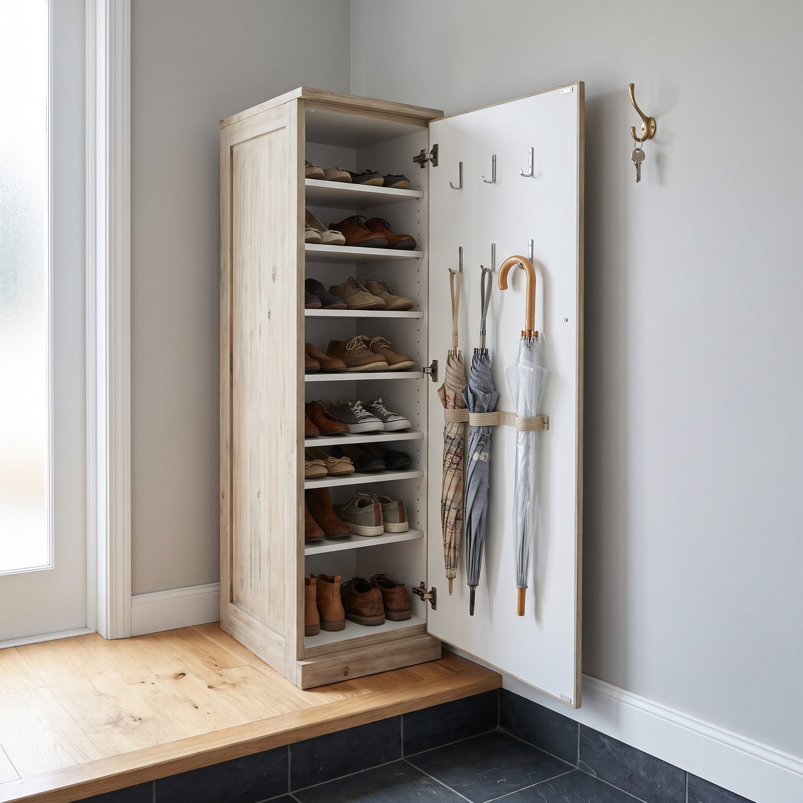 Hang Umbrellas From the Inside of the Shoe-Cabinet Door