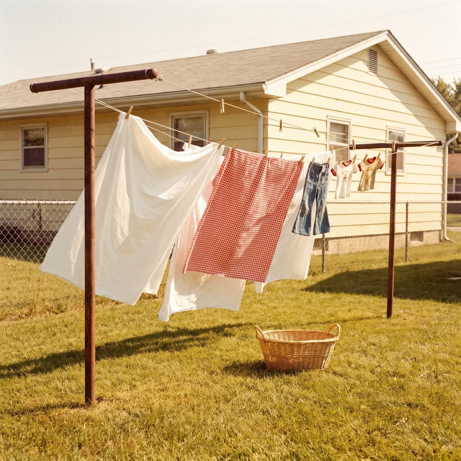 Hanging the Wash on an Outdoor Clothesline