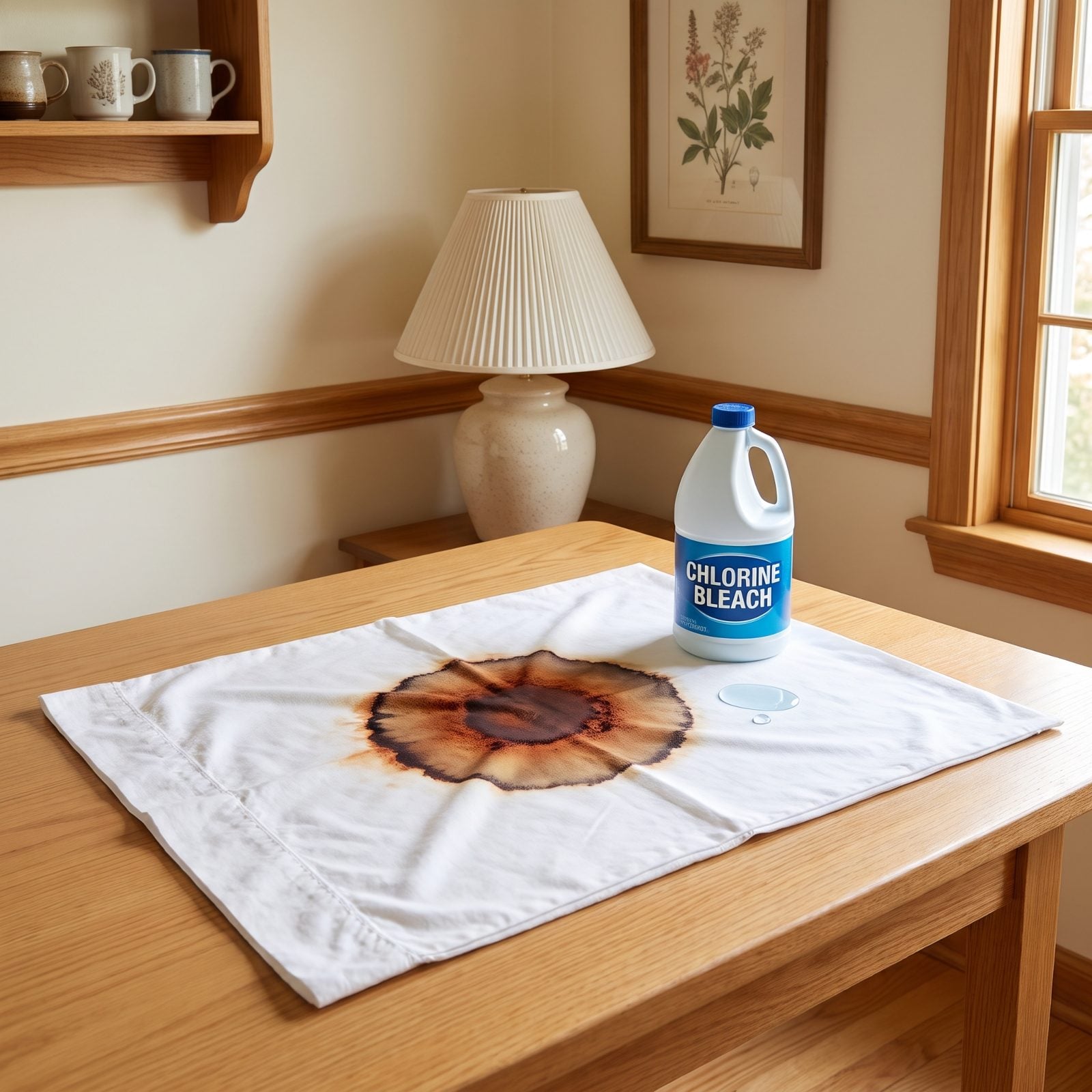 Hitting a Rust Stain With Chlorine Bleach