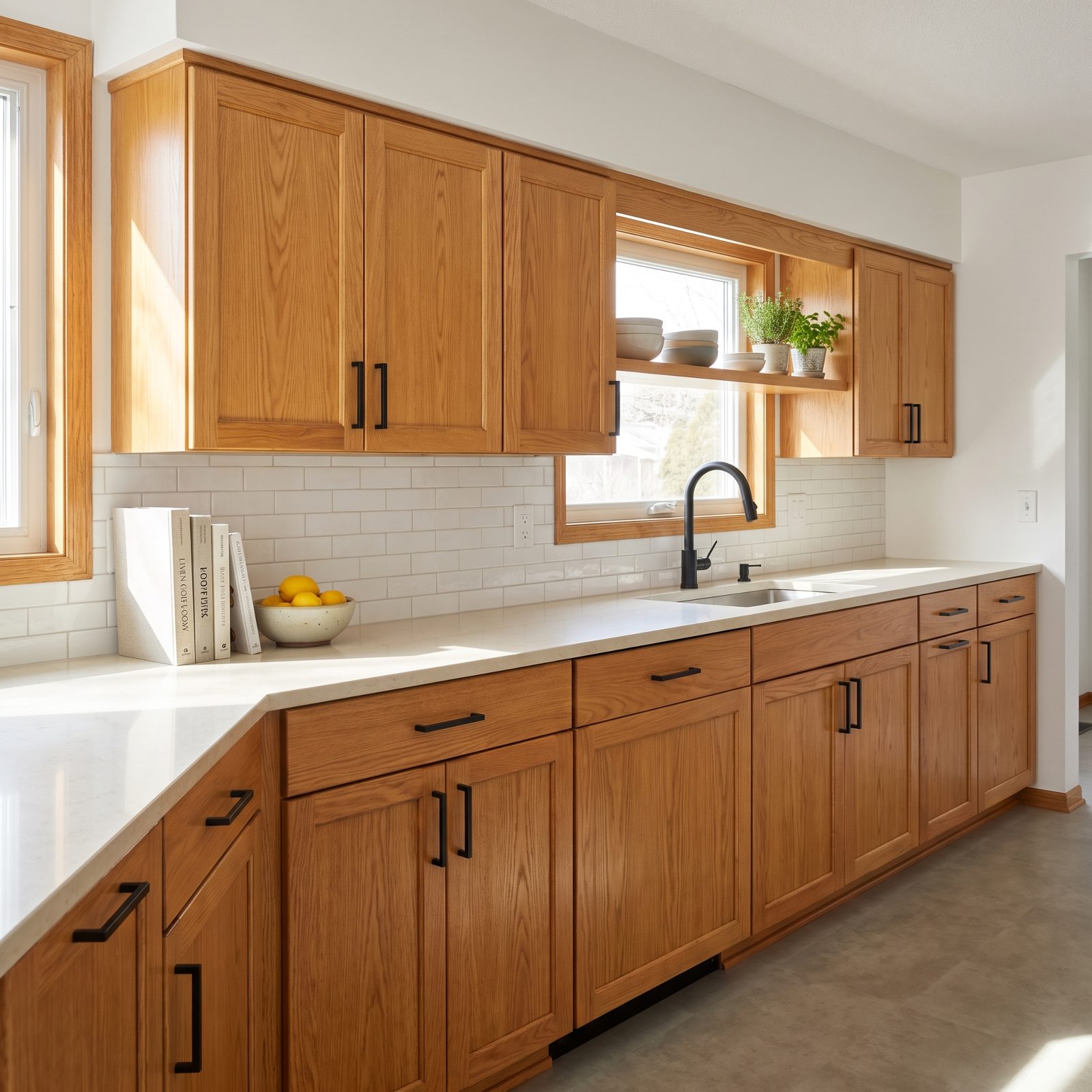 Honey-Oak Cabinetry Minus the Matchy-Matchy Overload