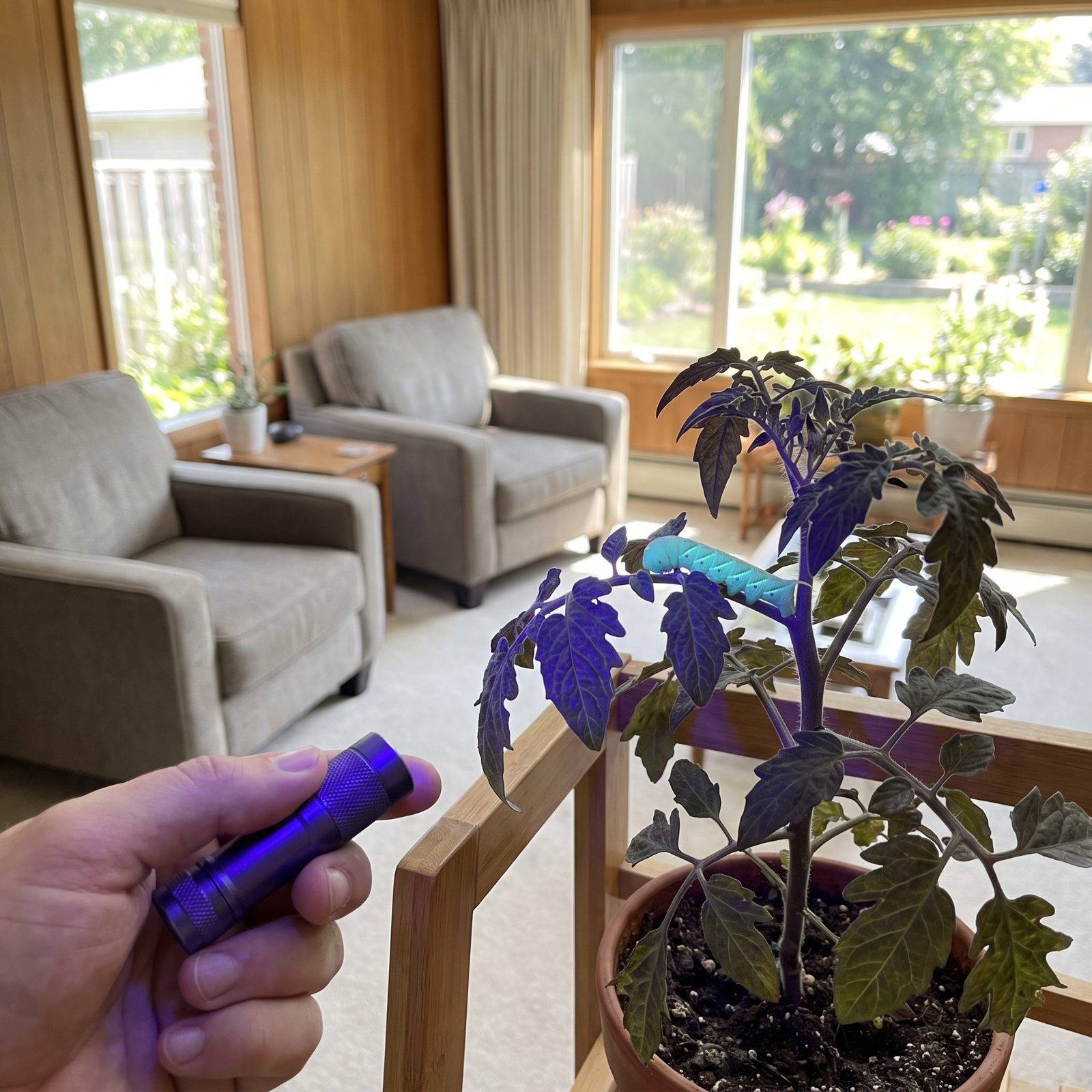 Hunt Tomato Hornworms After Dark With a UV Flashlight
