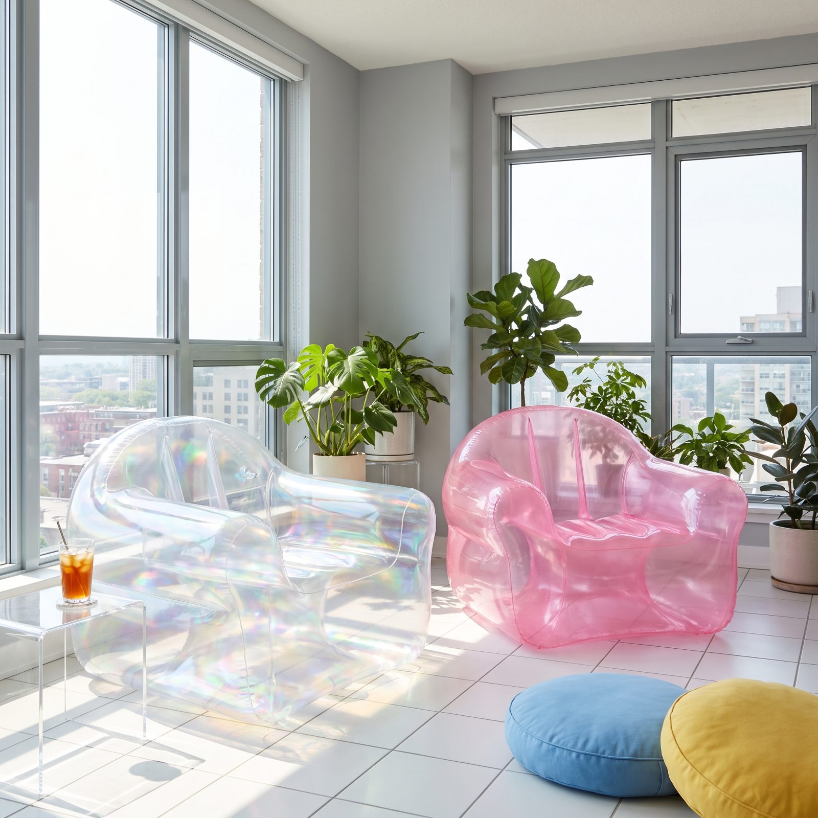 Inflatable Chairs as Portable, See-Through Party Furniture