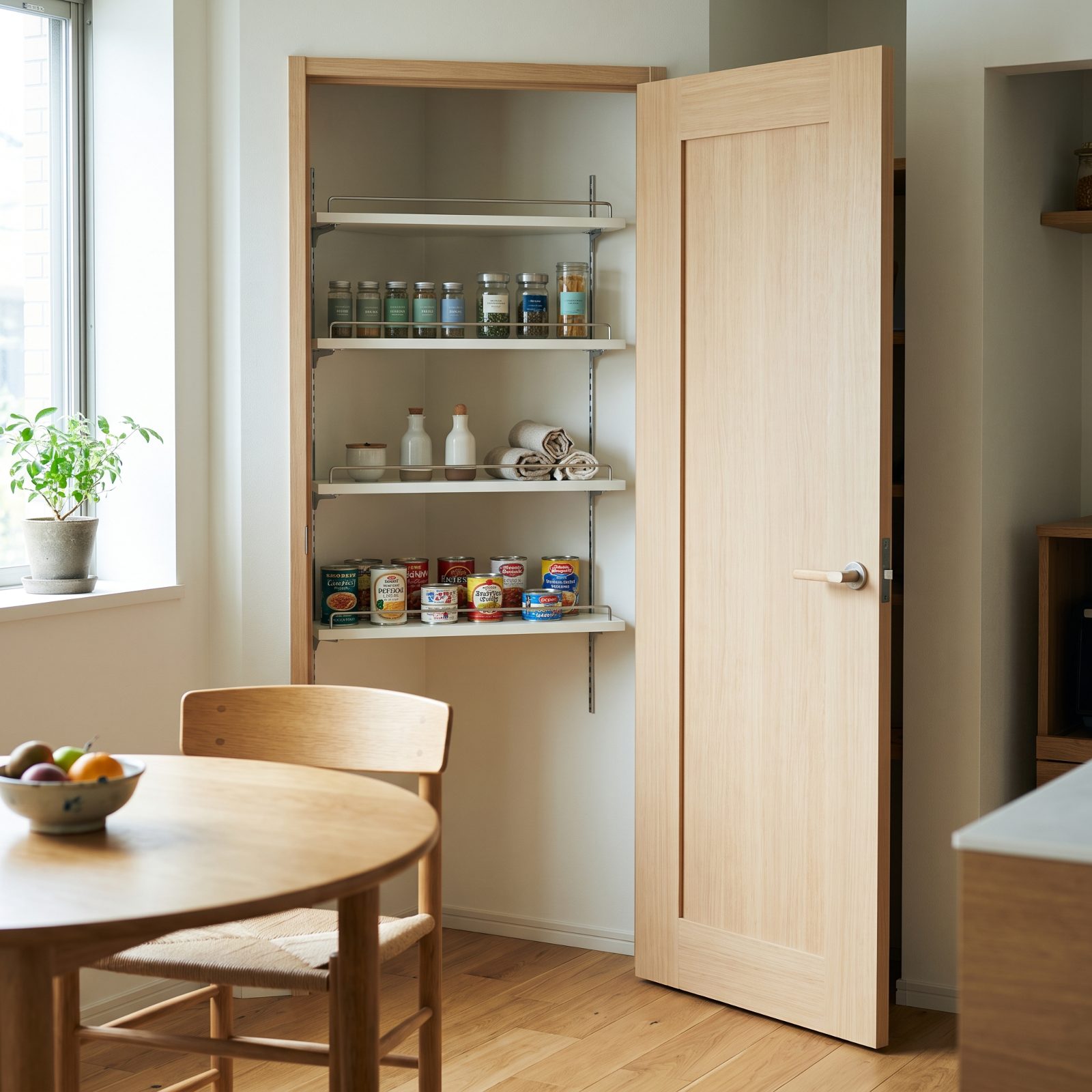 Install Shallow Shelves Behind a Swinging Door