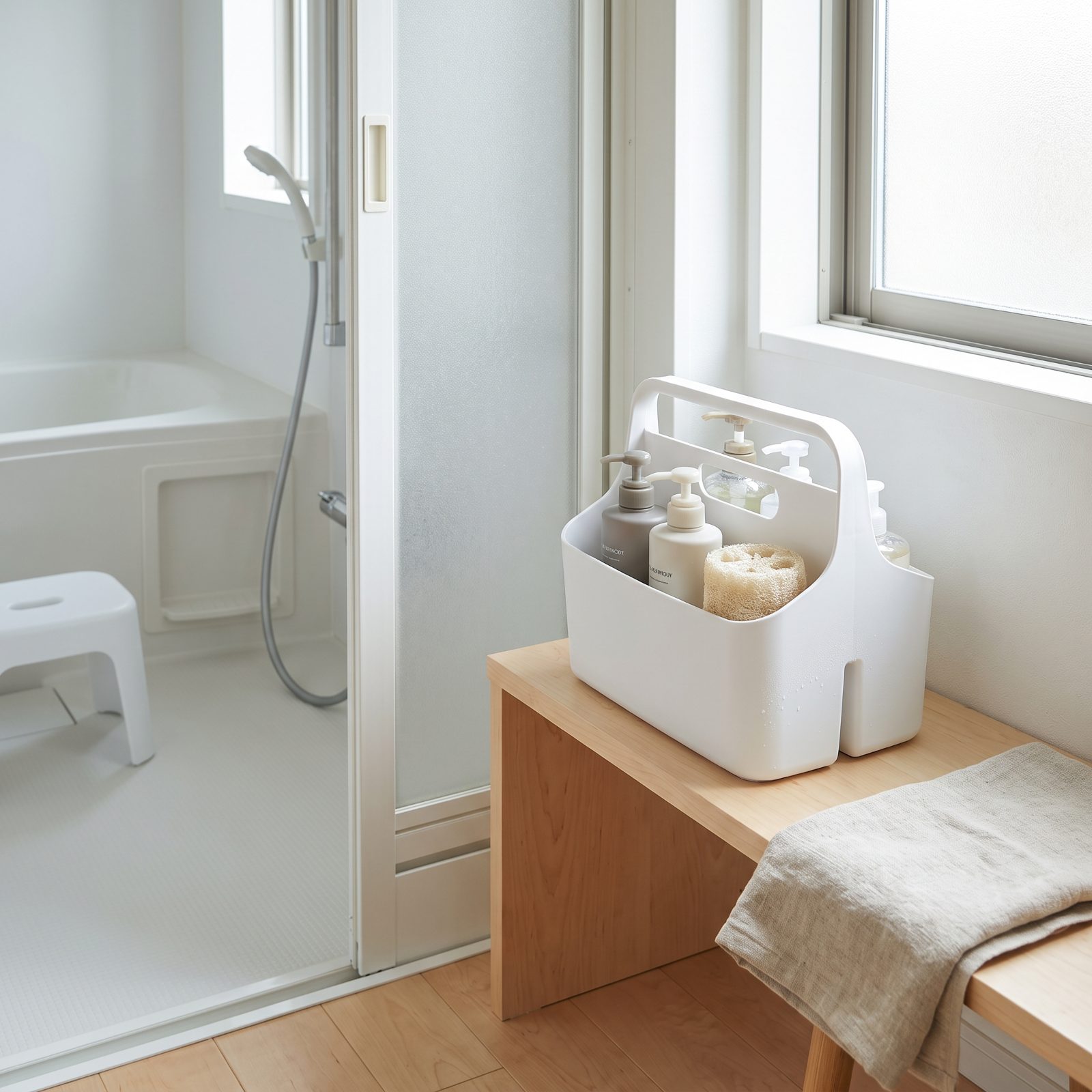 Keep Bath Supplies in a Portable Caddy Outside the Tub Area