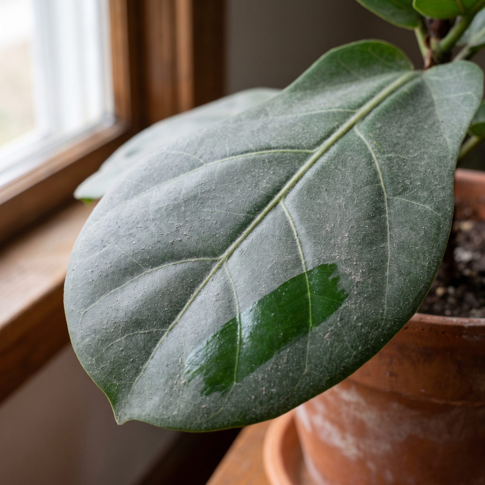 The Leaves of Houseplants, Where Dust Settles in a Slow Gray Film