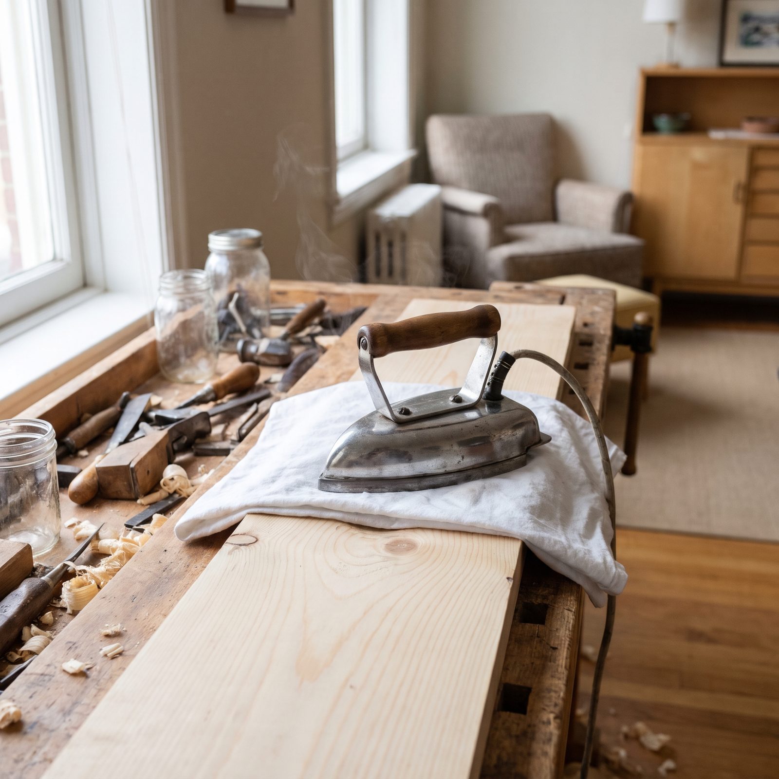 Lift a Dent in Unfinished Wood With a Damp Cloth and Iron