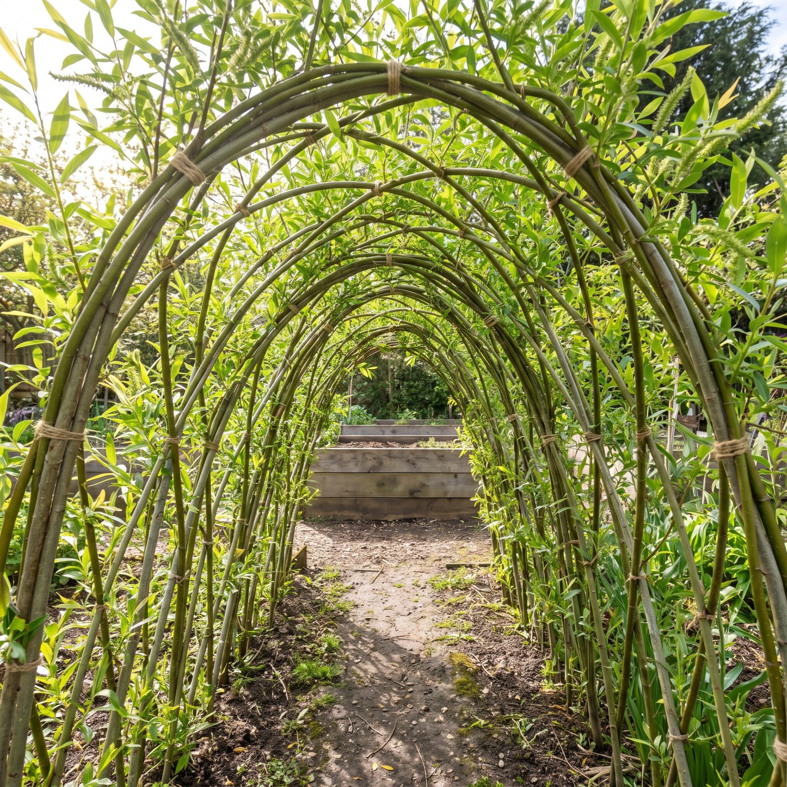 A Living Willow Tunnel That Throws Shade and Grows Its Own Supports