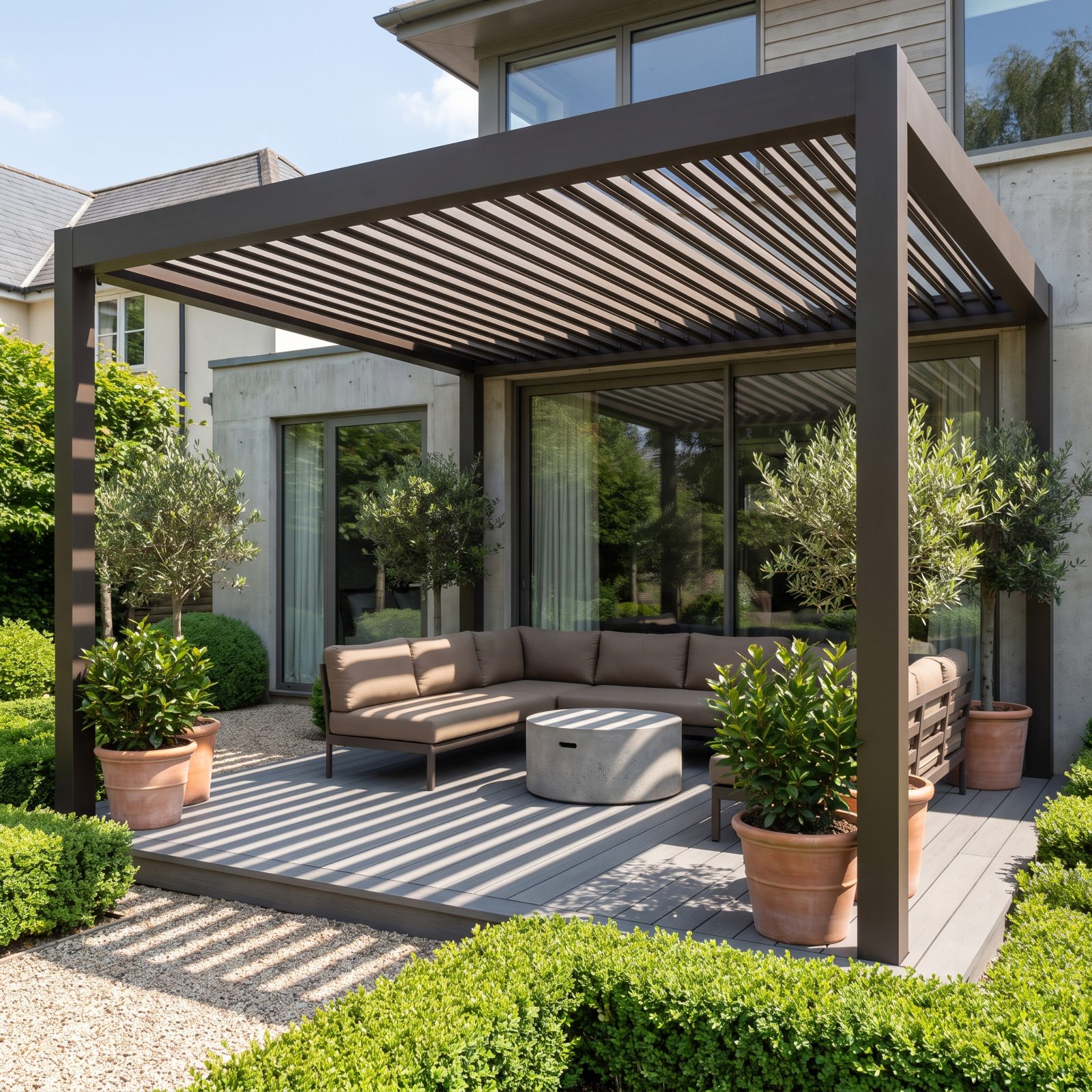 Louvered Pergolas That Open and Close With the Sky