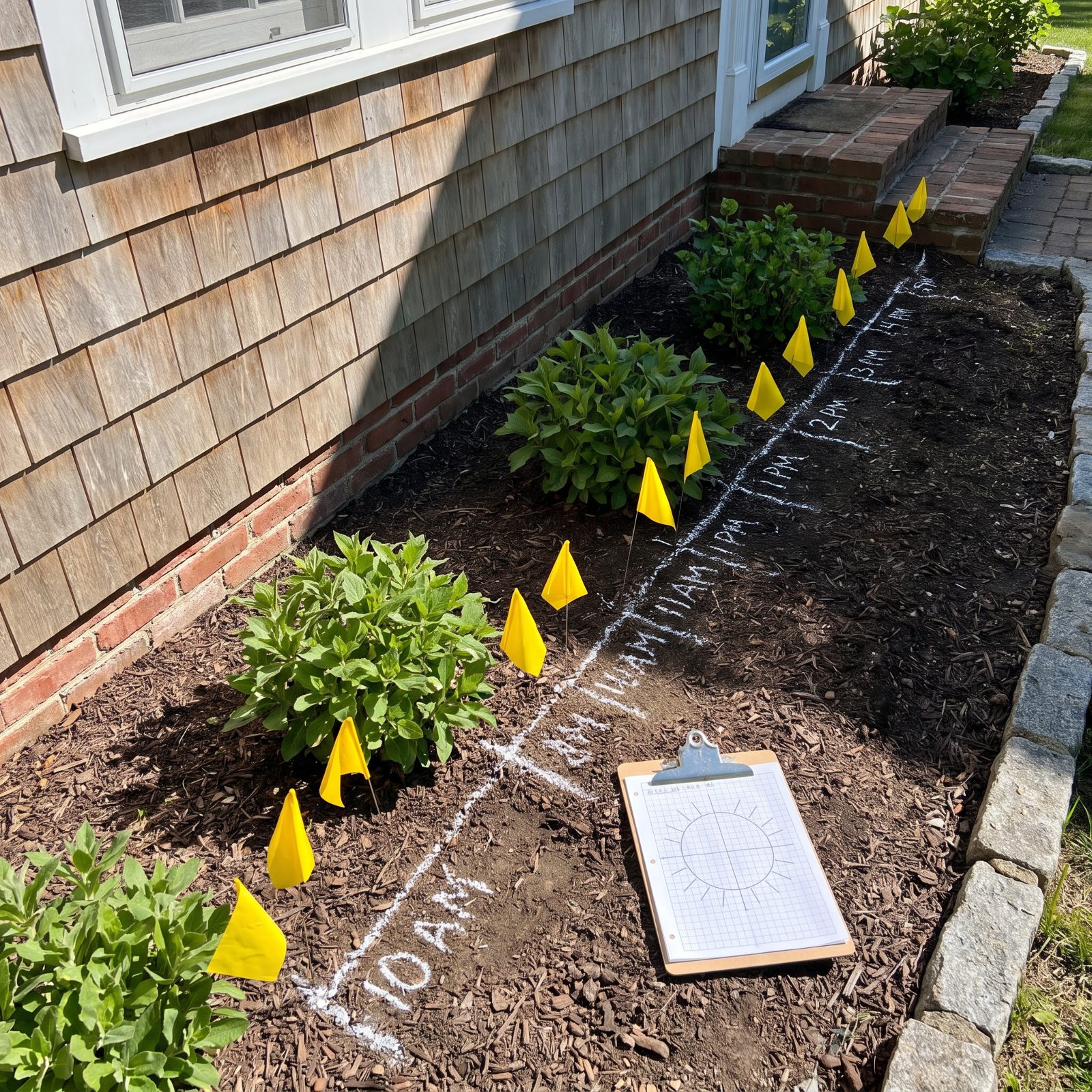 Mark Hourly Shadow Lines Before Choosing Plants for a Difficult Bed