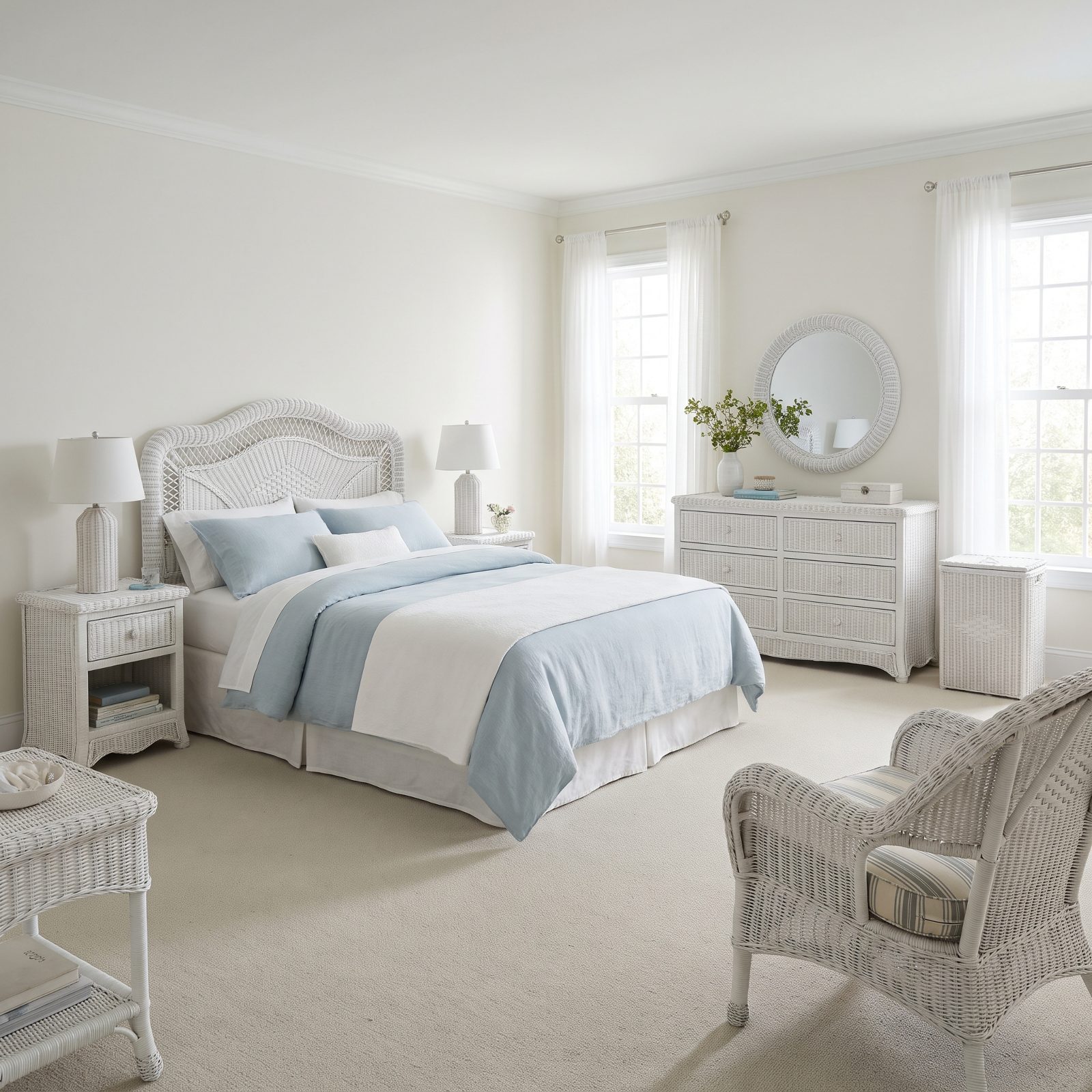 The Matching White Wicker Bedroom Set