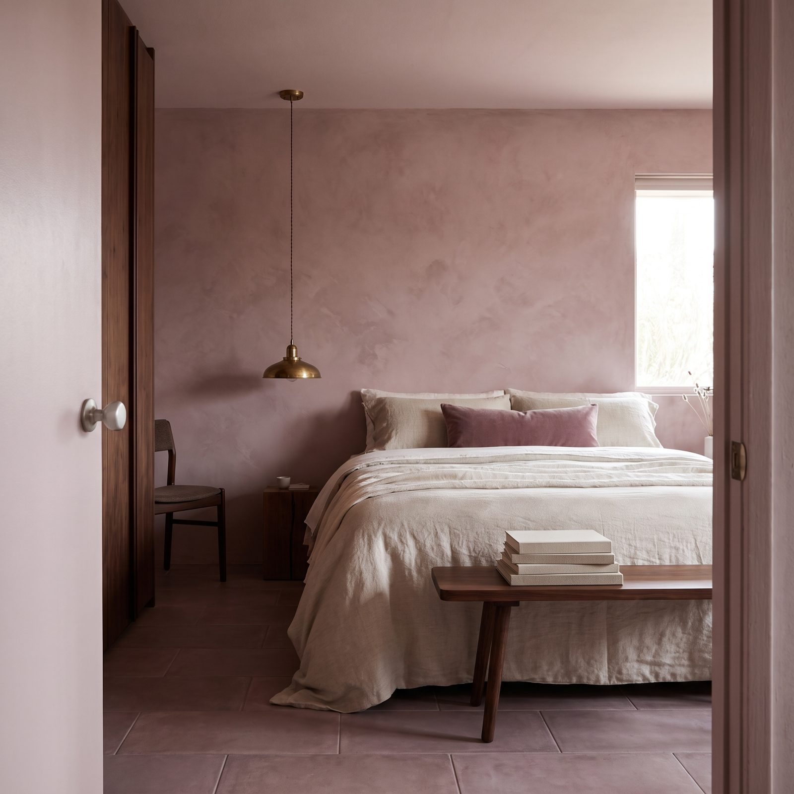 Mauve and Dusty-Rose Palettes in Plaster and Tile