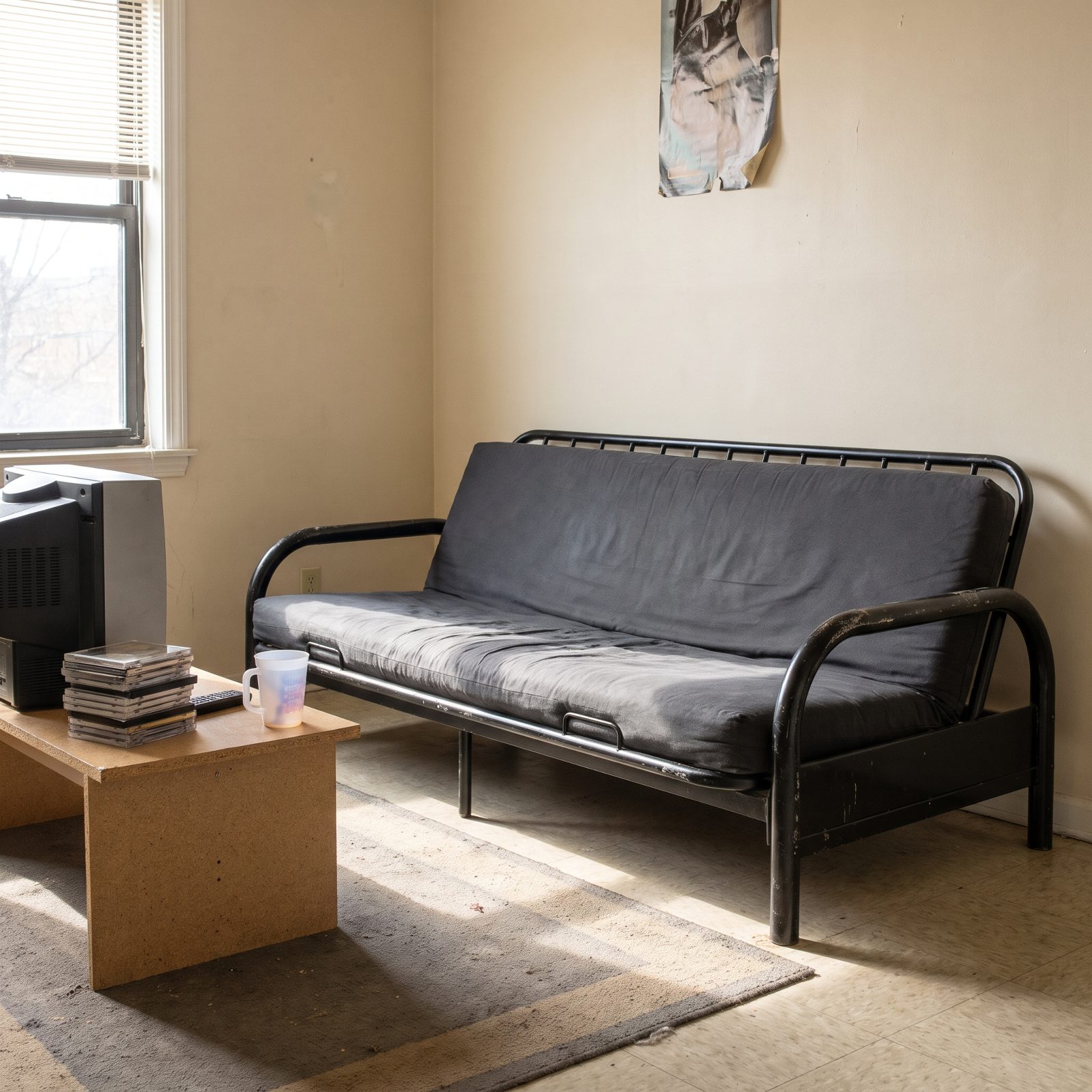The Metal Futon With a Black Tubular Frame